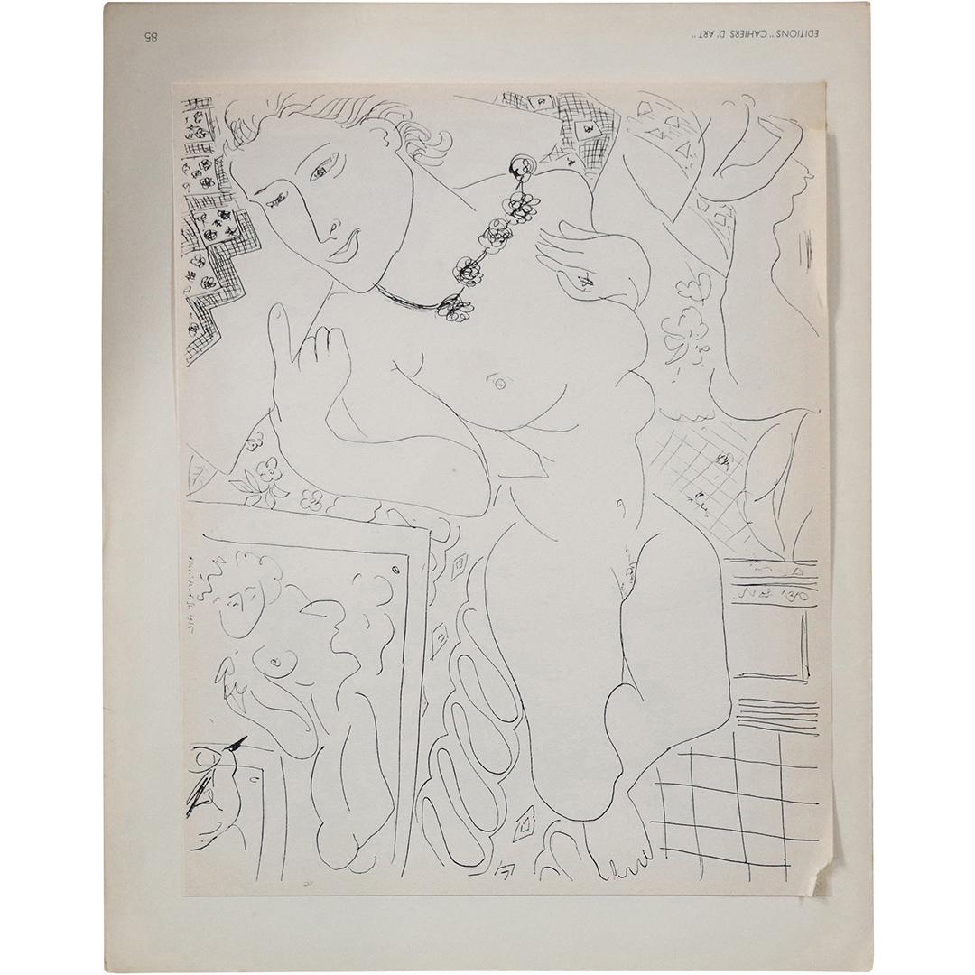 Pablo Picasso Vintage Lithograph Reclining Nude: Pablo Picasso Vintage Lithograph Reclining Nude. Size: 10.5x8.5 image, 12.75x10 outside edge