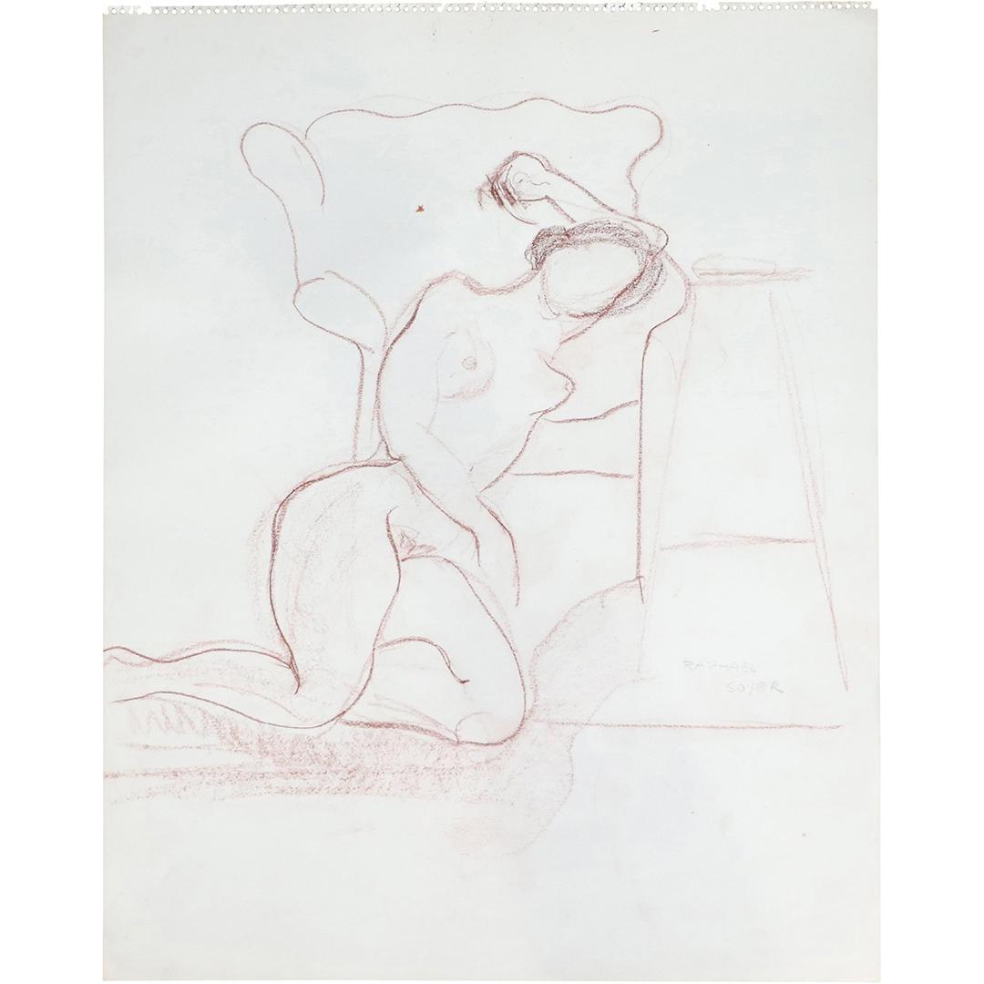Raphael Soyer, Pencil Signed Graphite Sketch Nude Woman: Raphael Soyer, Pencil Signed Graphite Sketch Nude Woman. Size: 24x18. ASKart: Raphael Soyer (1899 - 1987) was active/lived in New York. Raphael Soyer is known for Social realist figure and genre paint