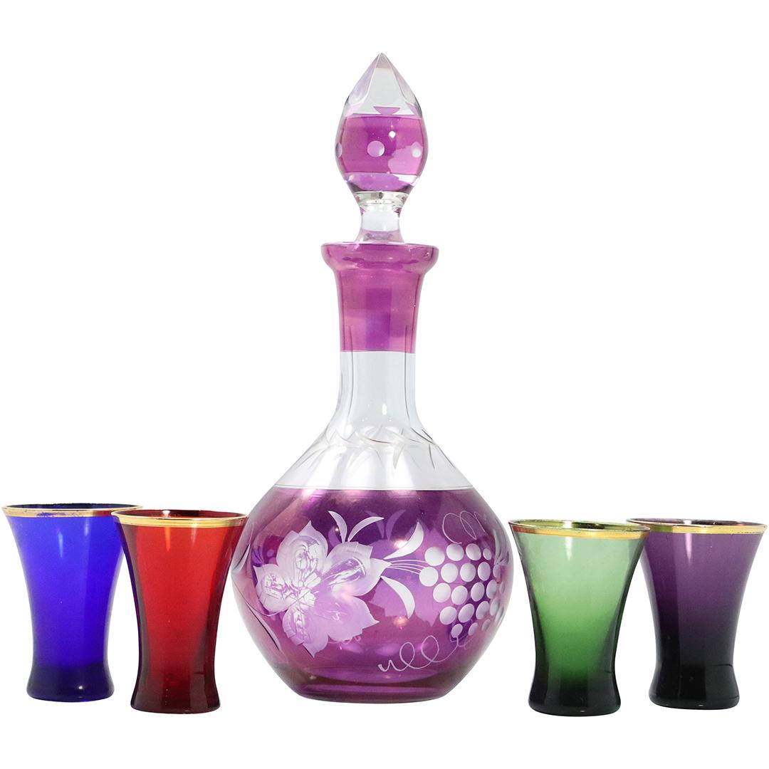 Amethyst Bohemian Liquor Decanter & 4 Cordials (1 of 10)