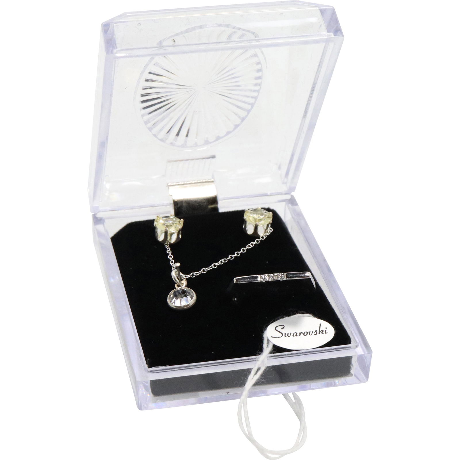 Swarovski Sterling Silver Set: Necklace Ring Earrings. (1 of 4)