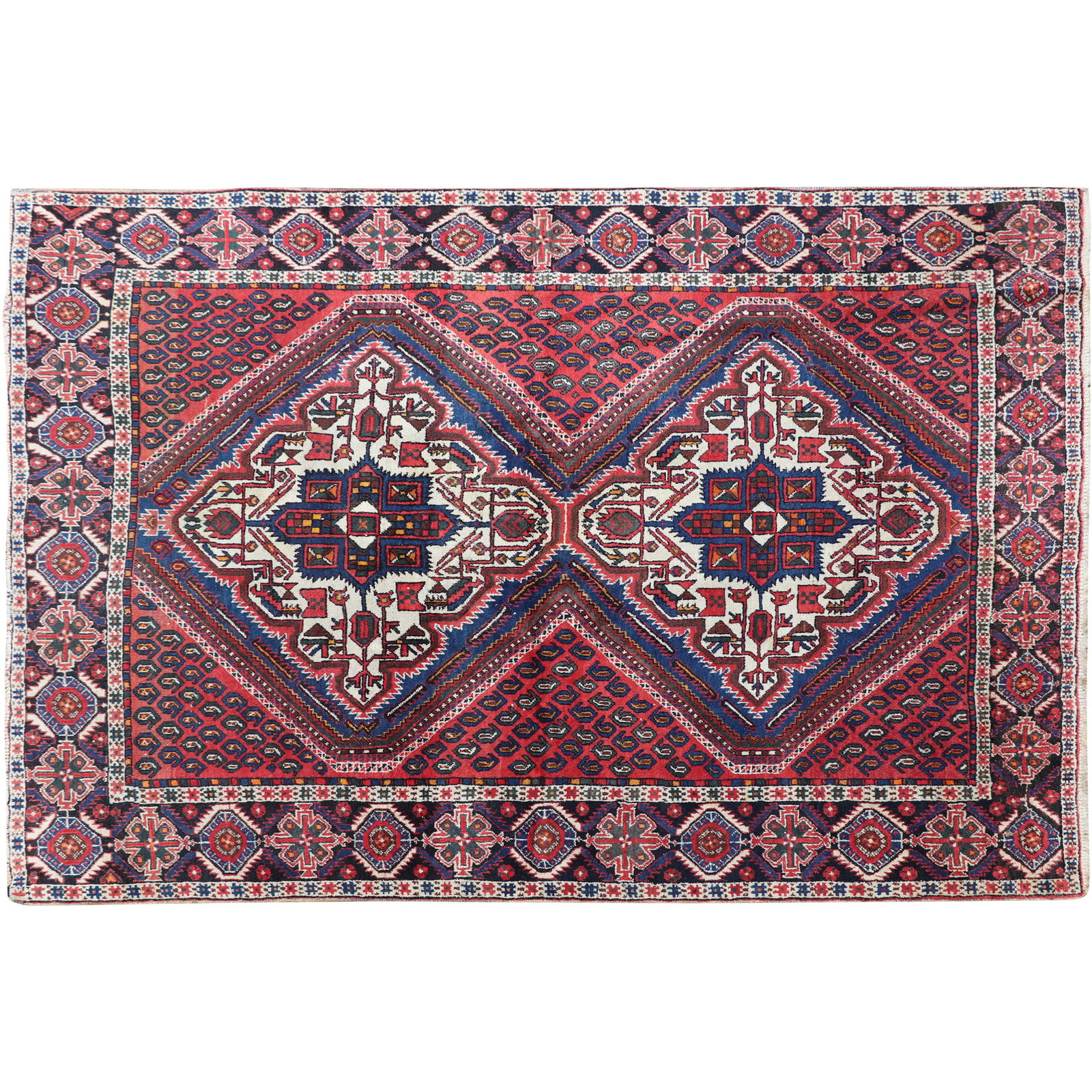 Caucasian Double Medallion Antique Oriental Area Rug (1 of 8)