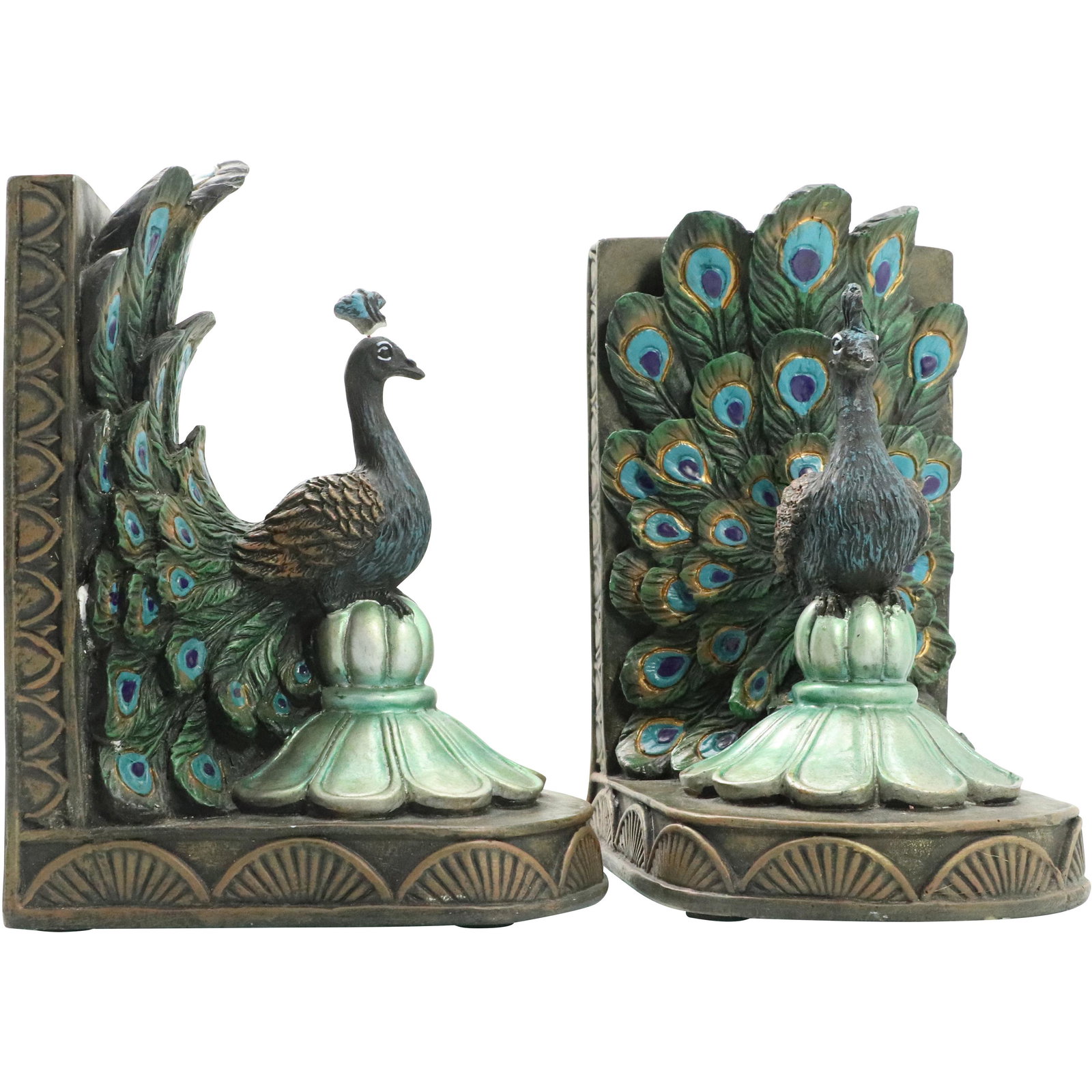 Decorative Peacock Bookends in Hard Composition (1 of 8)
