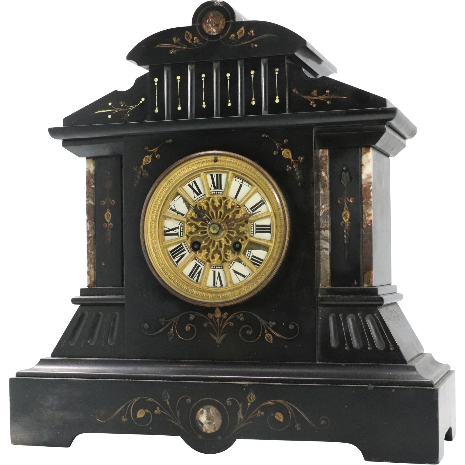 Japy Freres & Co. Black Marble Edwardian Mantle Clock (1 of 12)
