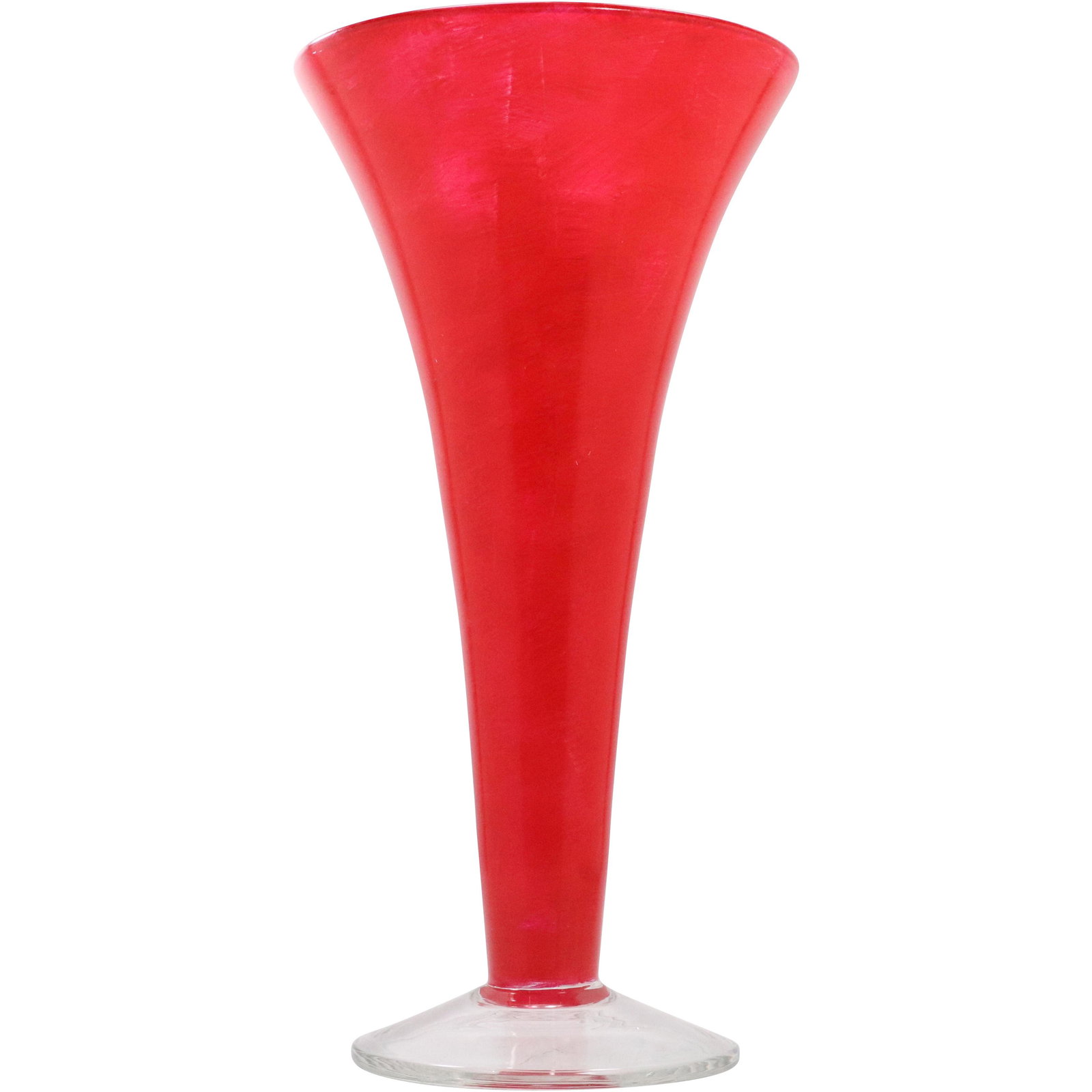 Signed Red Studio Glass Trumpet Vase (1 of 7)