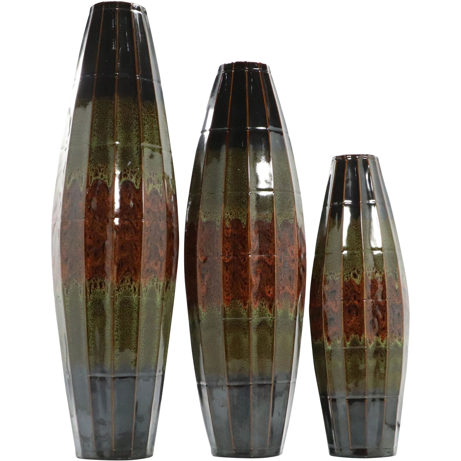 3 Graduated Size Glazed Ceramic Modern Design Vases (1 of 7)