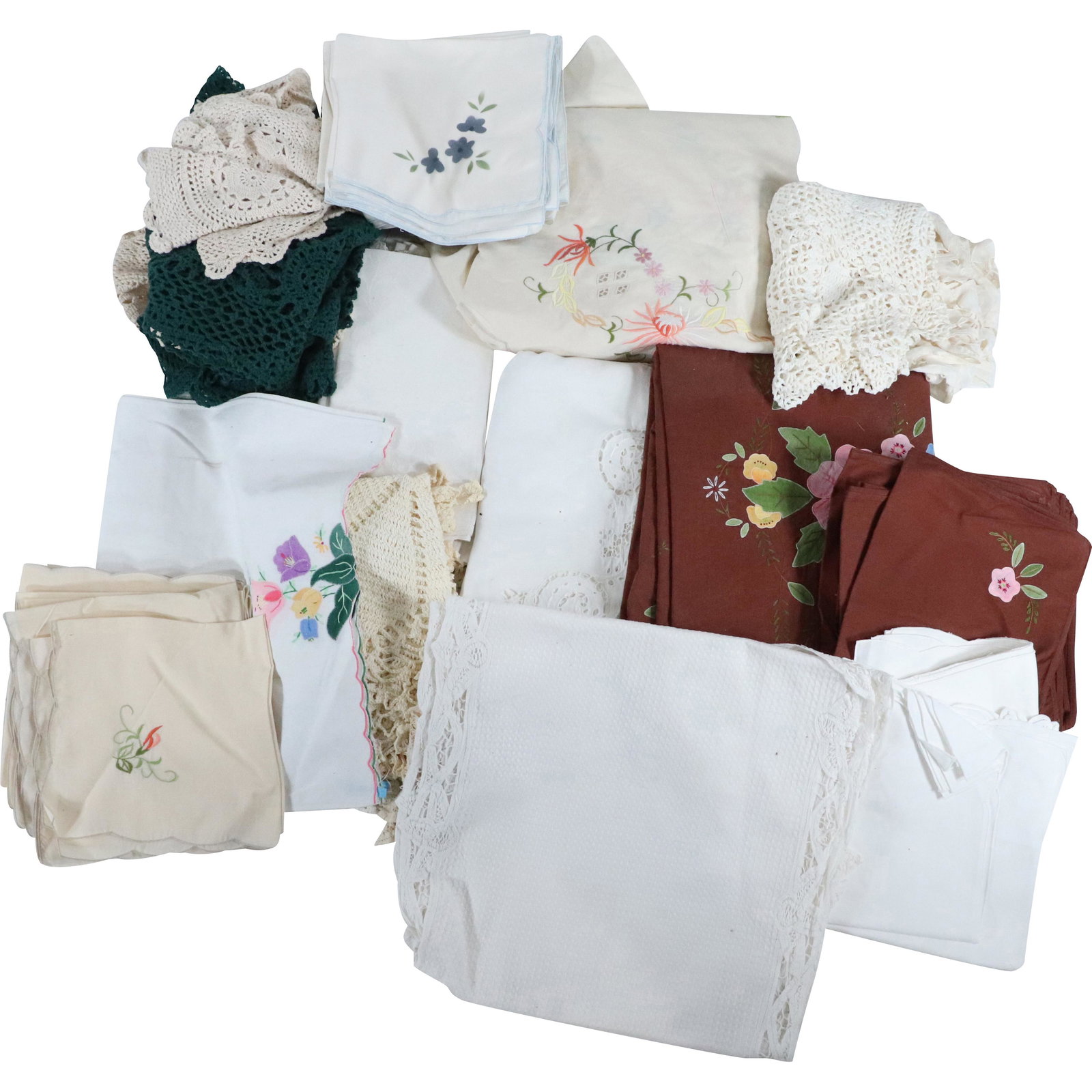 Group Lot of Assorted Estate Linen, Napkins, Cloths (1 of 16)