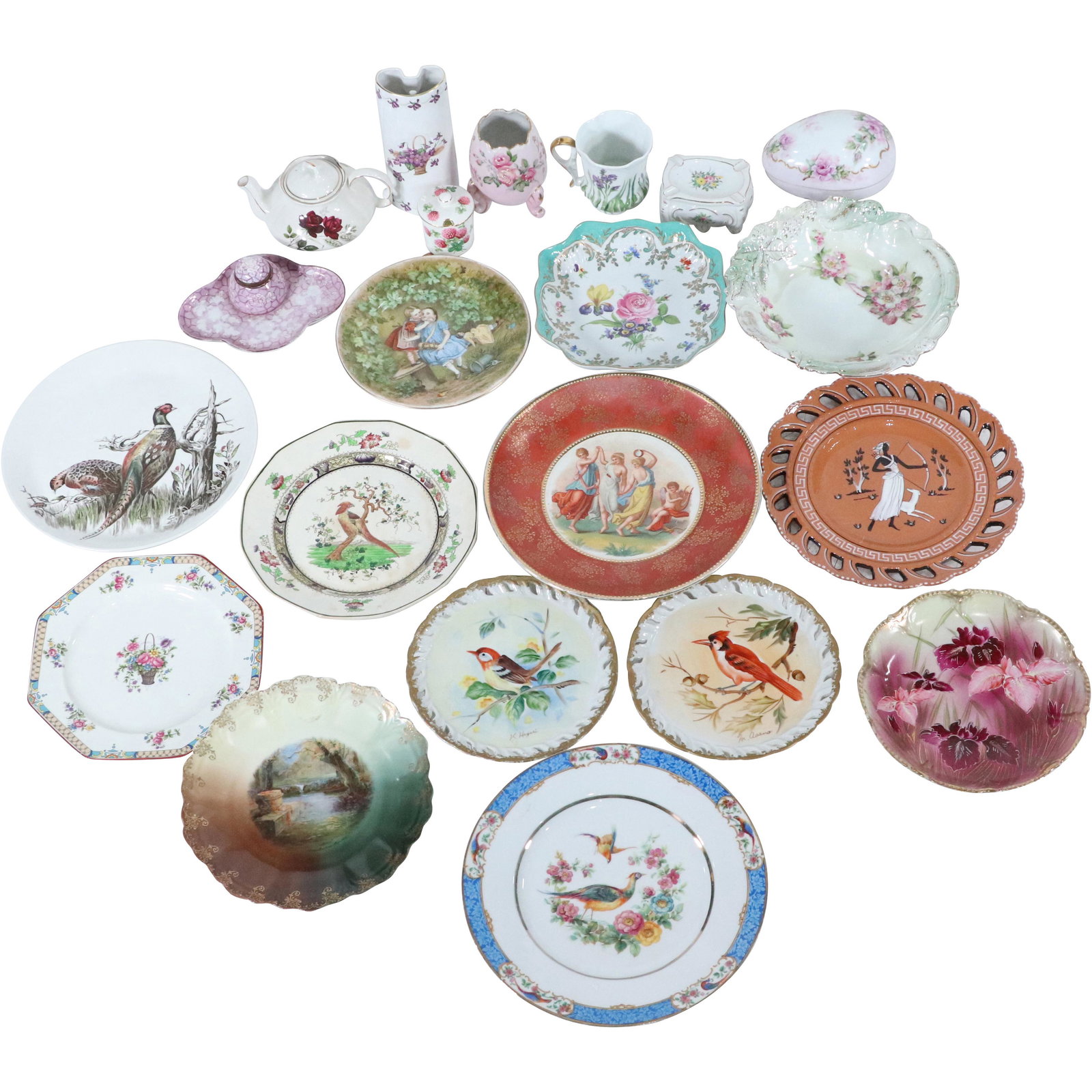 21 Assorted Fine Porcelain Plates, Vases, Tea Pot, Cups (1 of 17)