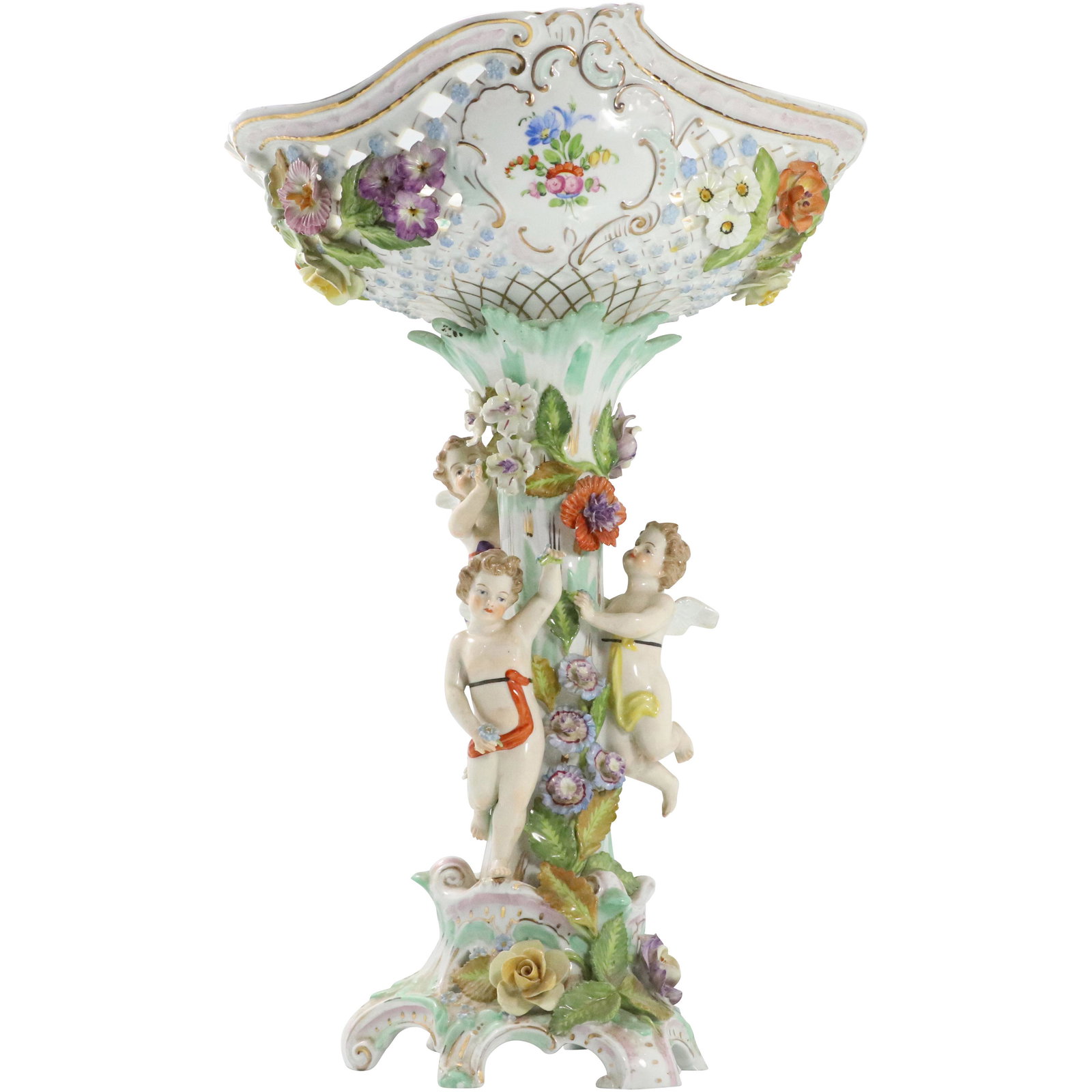 Dresden Large Porcelain Ornate Compote Cherub Figures (1 of 12)