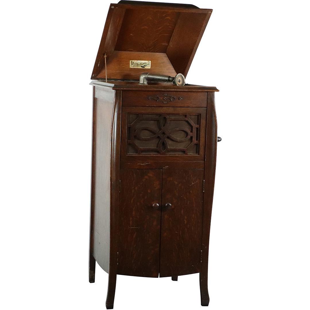 Dalion Tall Oak Case Wind-Up Victrola Record File Base (1 of 12)