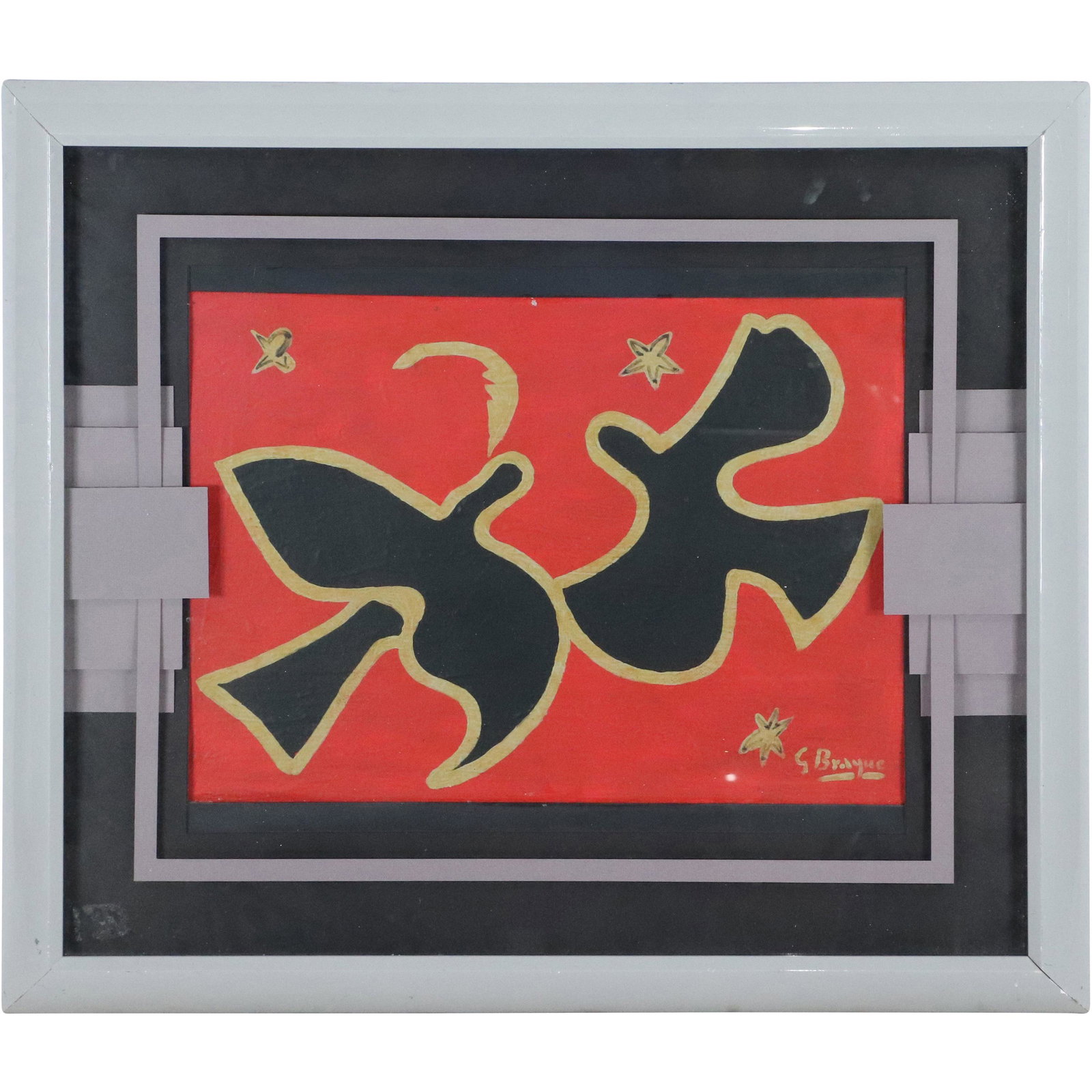 Georges Braque, Oil/b Two Black Doves in Flight (1 of 7)