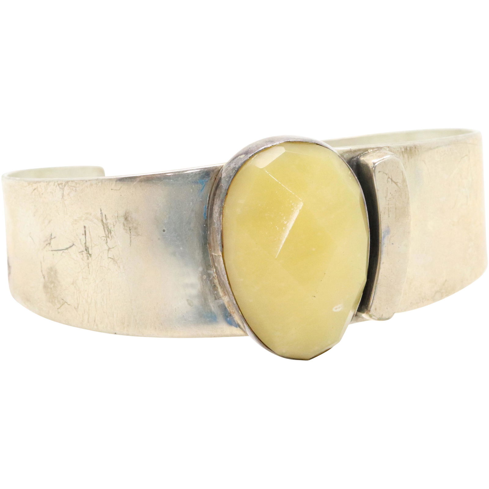 .925 Sterling Sterling Cuff Bracelet with Quartz Stone (1 of 4)