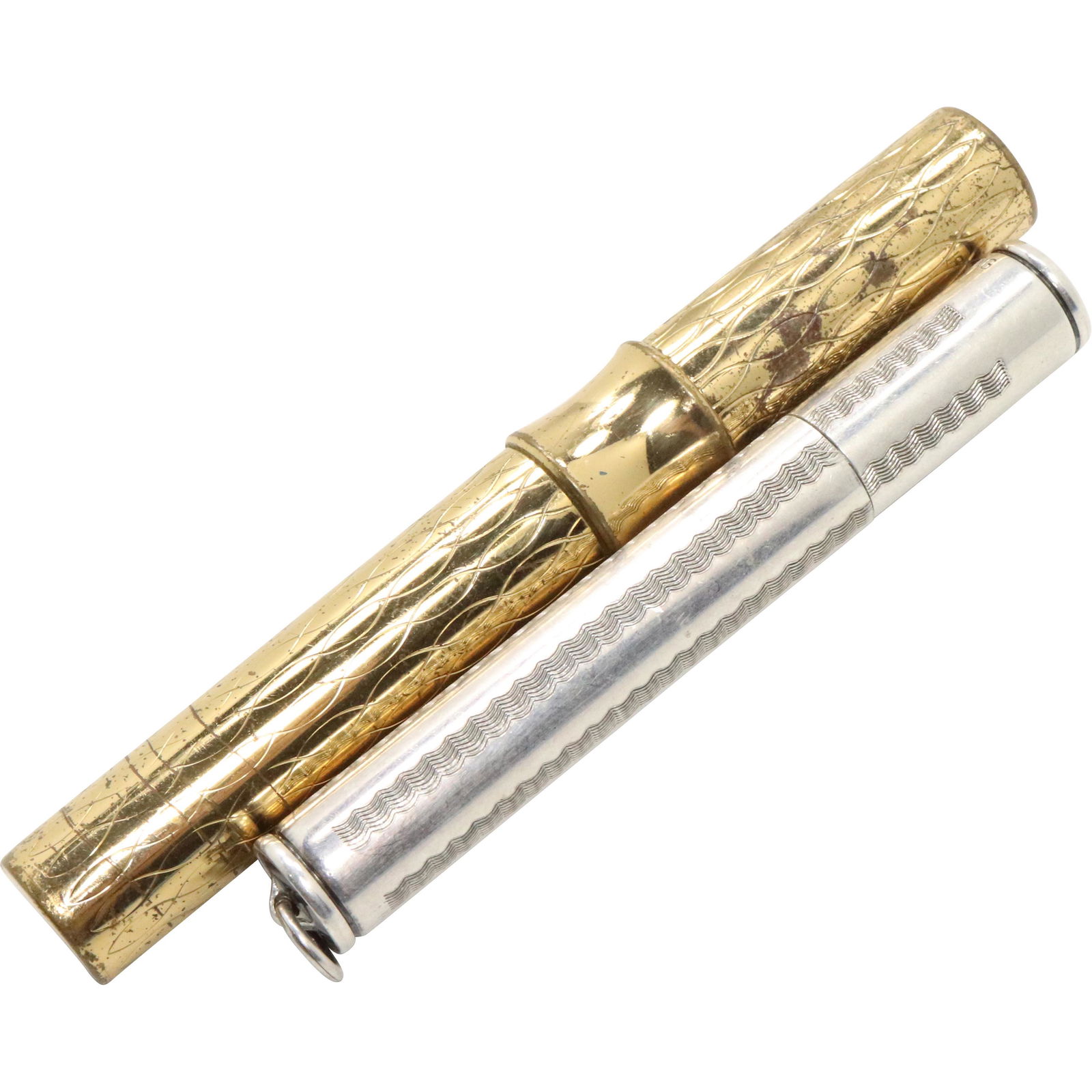 Sterling Silver Cylinder Cigarette Lighter & Gold Tone (1 of 5)