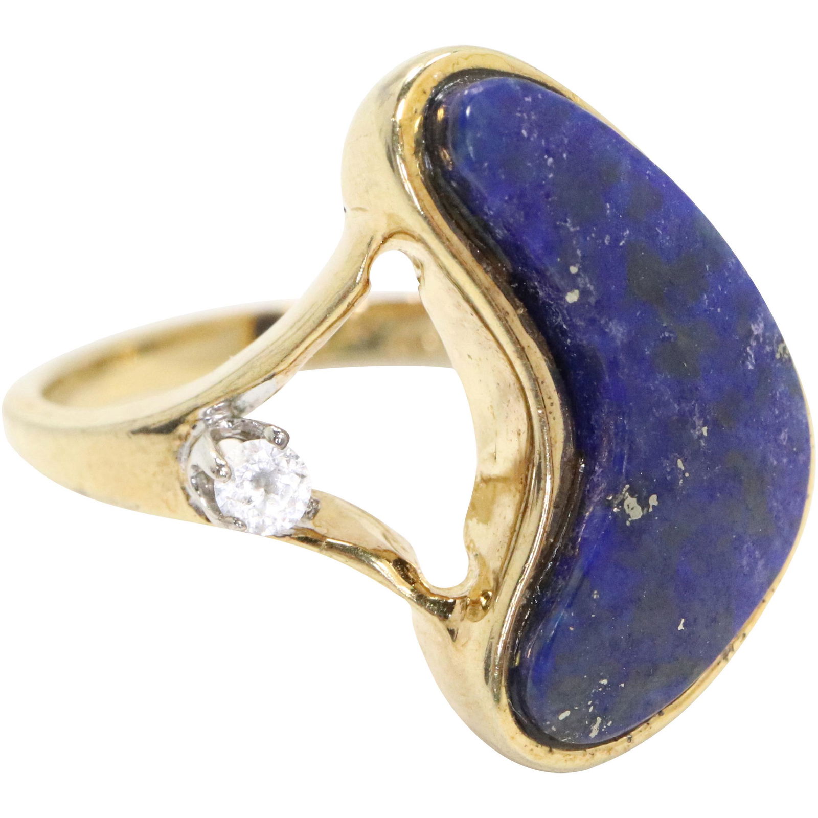 Sterling Silver Lapis with Clear Amethyst Ring Size 6 (1 of 6)