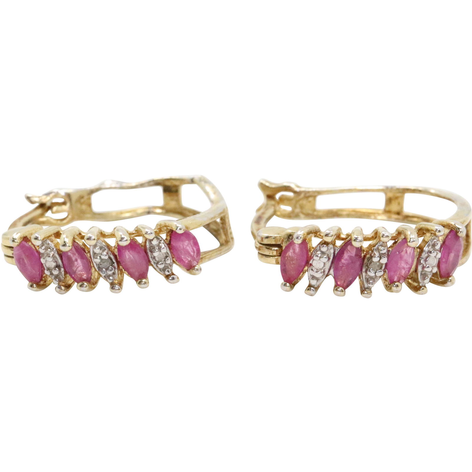 .925 Sterling Silver Diamonds and Rubies Earrings (1 of 4)