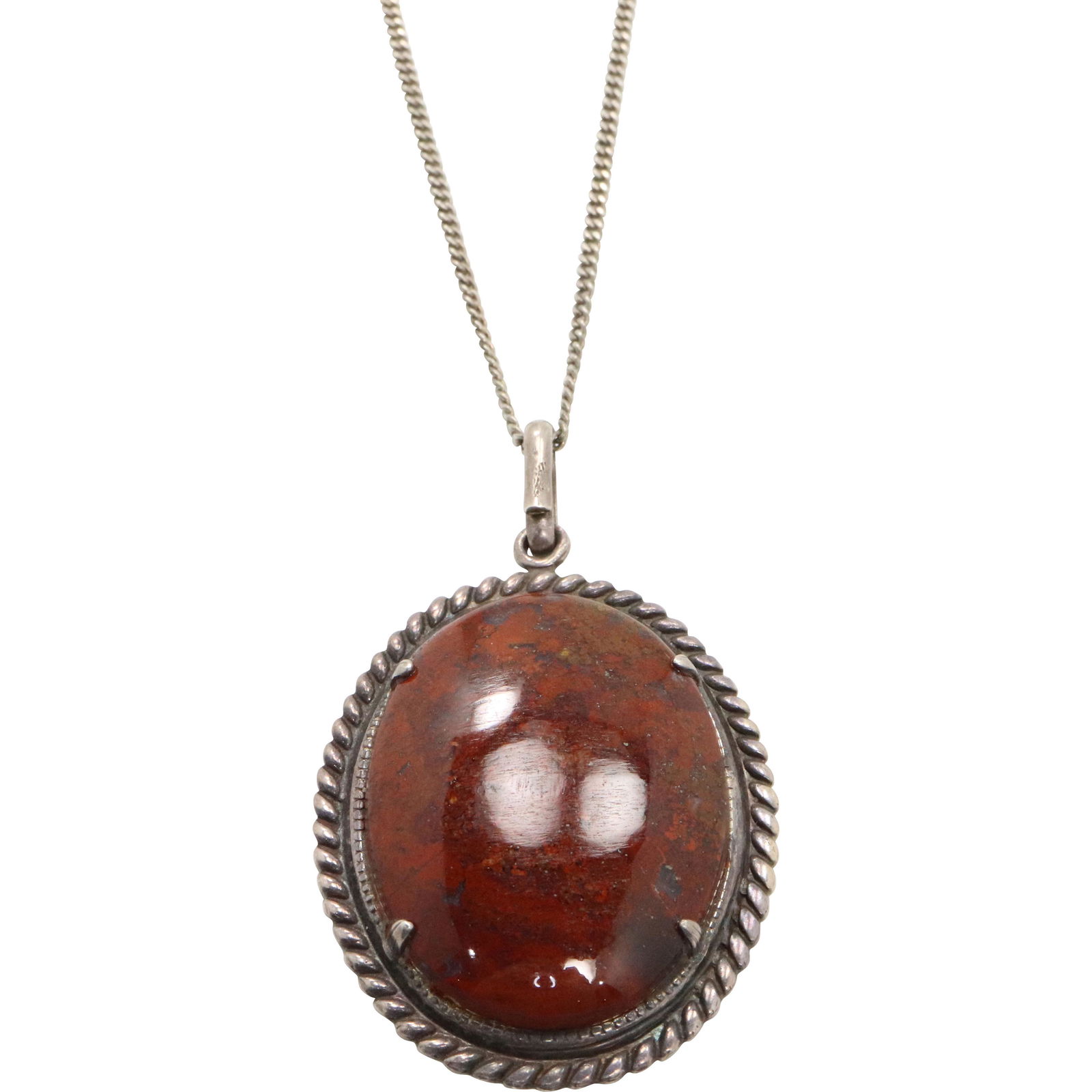 Sterling Silver Large Jasper Pendant Necklace (1 of 6)