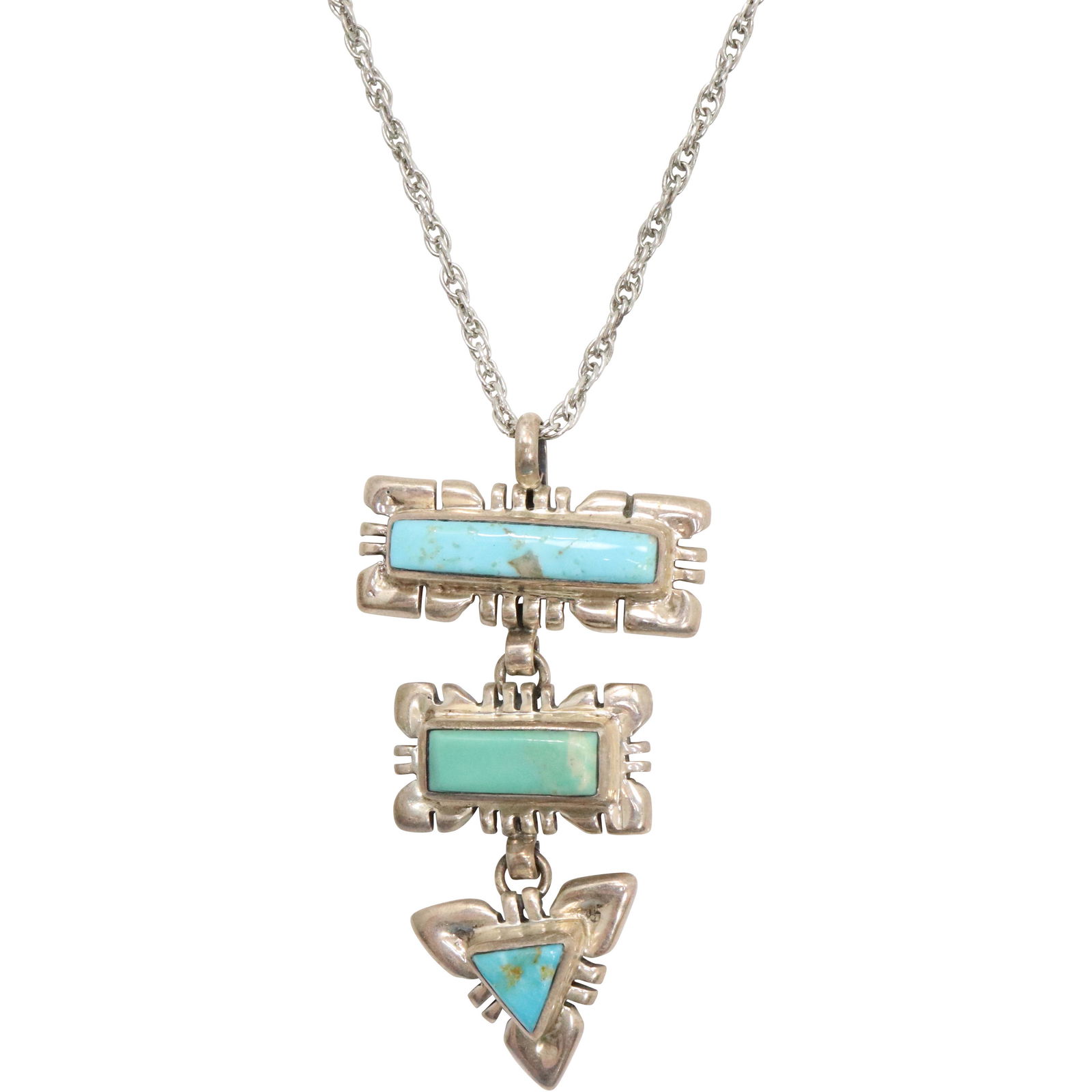 .925 Sterling Silver Turquoise Pendant Necklace (1 of 5)