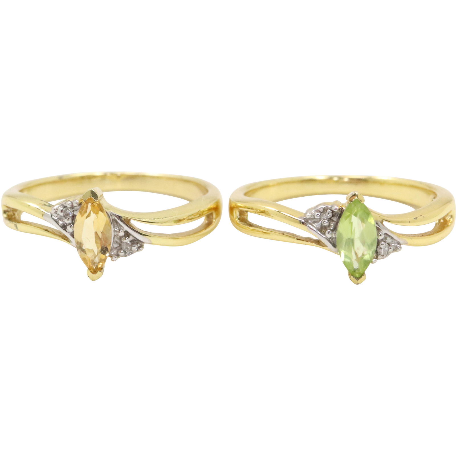 [2] .925 Sterling Vermeil Rings Peridot Citrine Diamond (1 of 5)