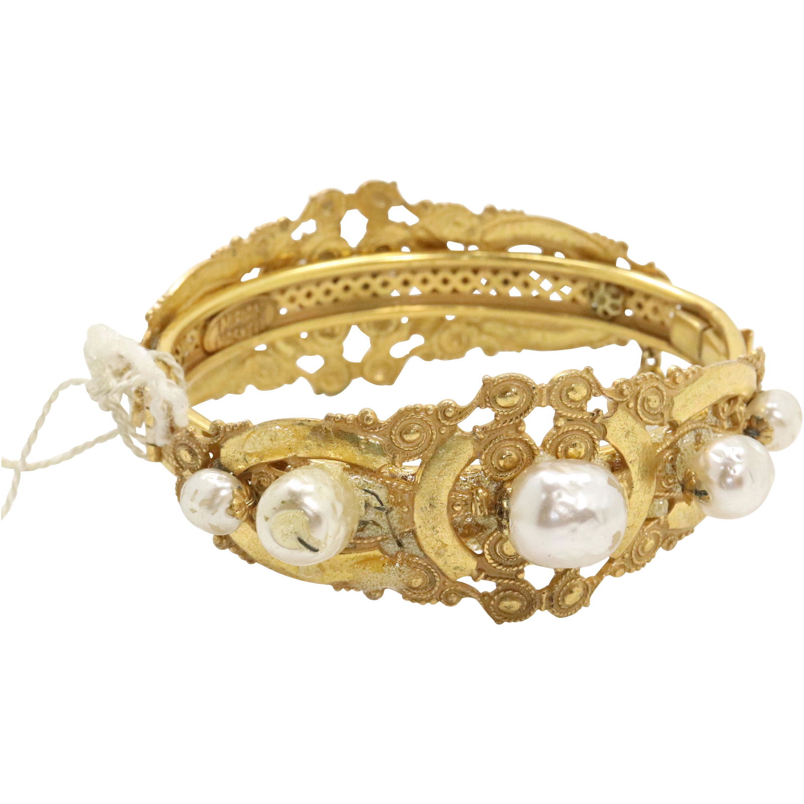 Miriam Haskell Oyster Pearls Gold Tone Bracelet w/ Tag (1 of 7)