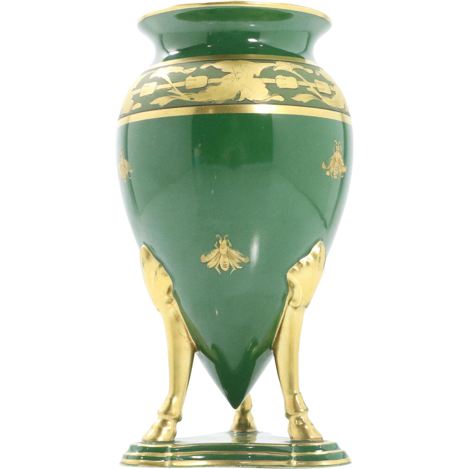 Jaget & Pinon Tours Porcelain Urn Vase Green and Gold (1 of 8)