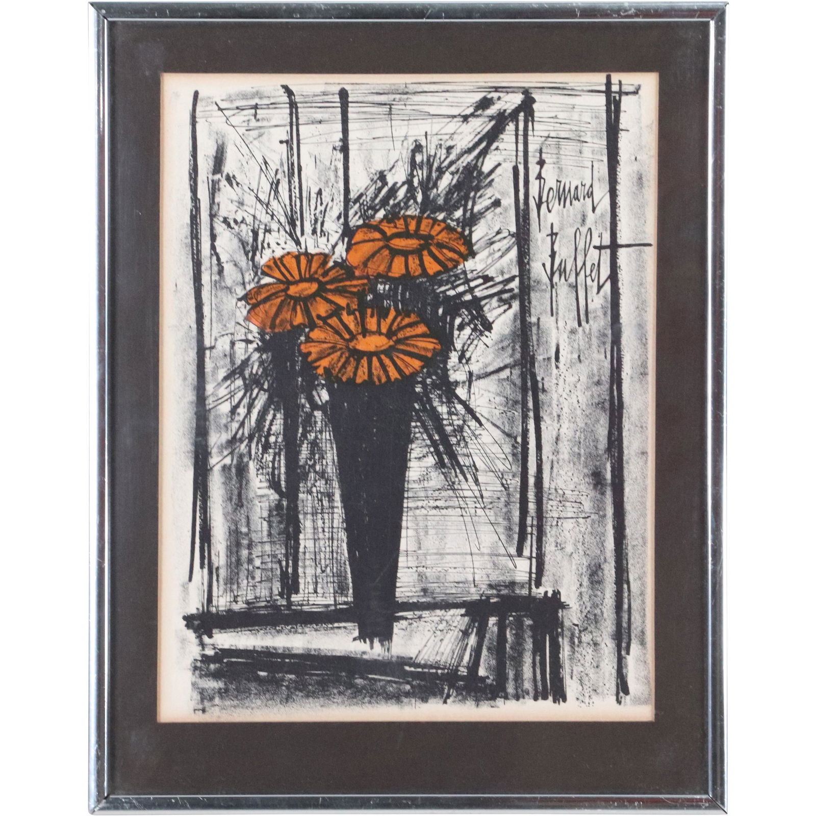 Bernard Buffet Lithograph "Flowers in Vase" Framed (1 of 8)