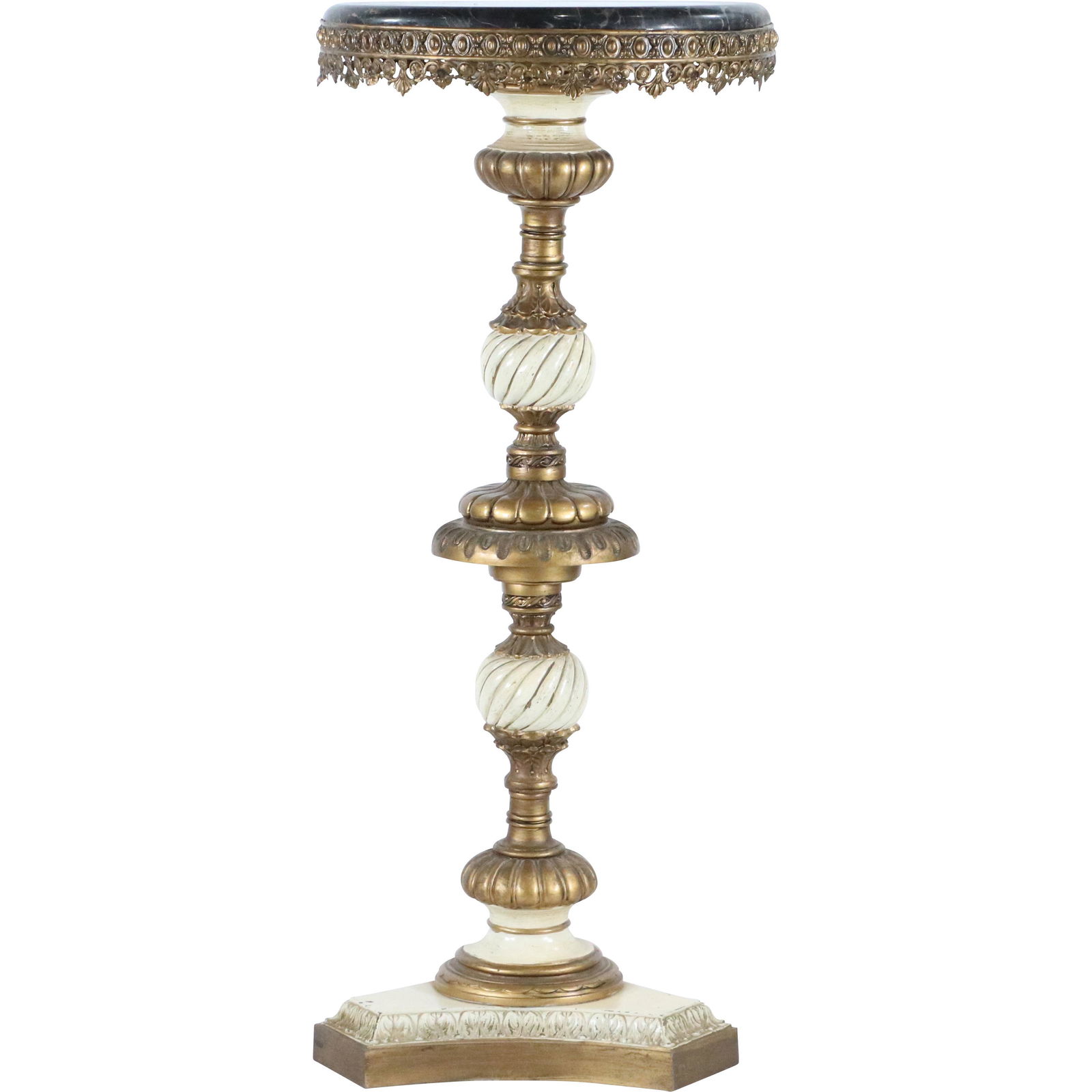 Hollywood Regency Black Marble Top Pedestal Stand (1 of 13)