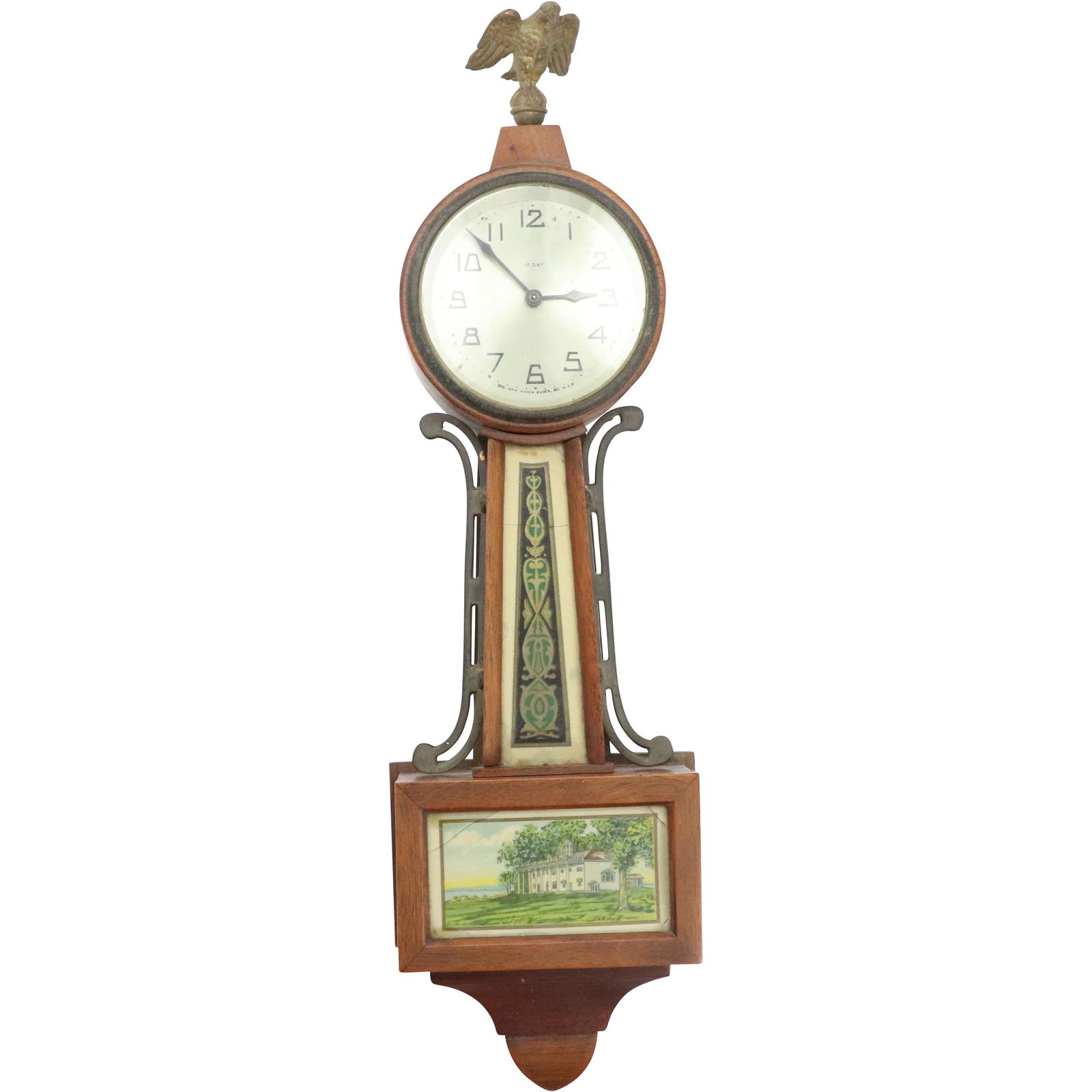 New Haven Banjo Wall Clock with Eagle Finial Top (1 of 8)