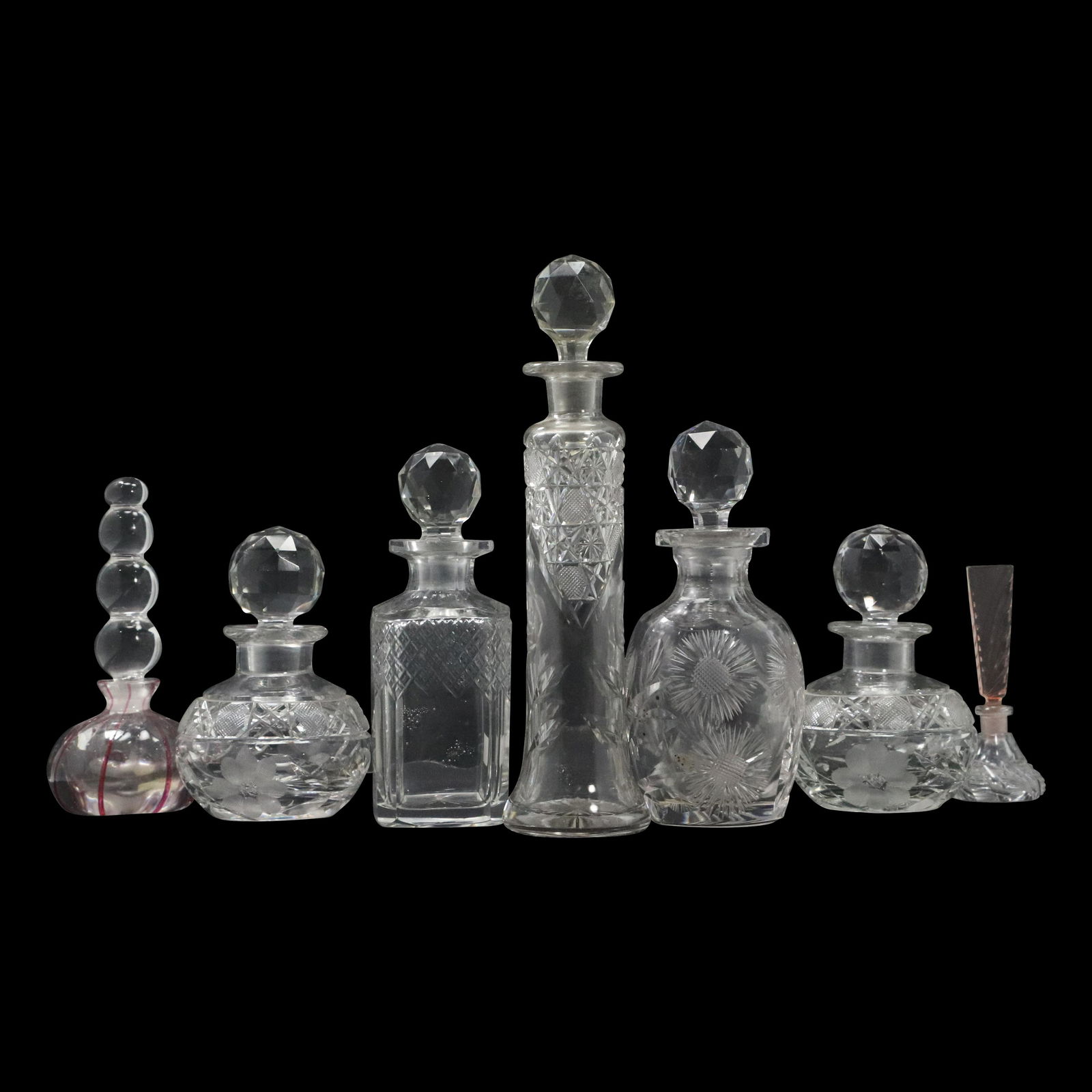 [7] Seven Assorted Clear Glass Perfume Bottles (1 of 10)