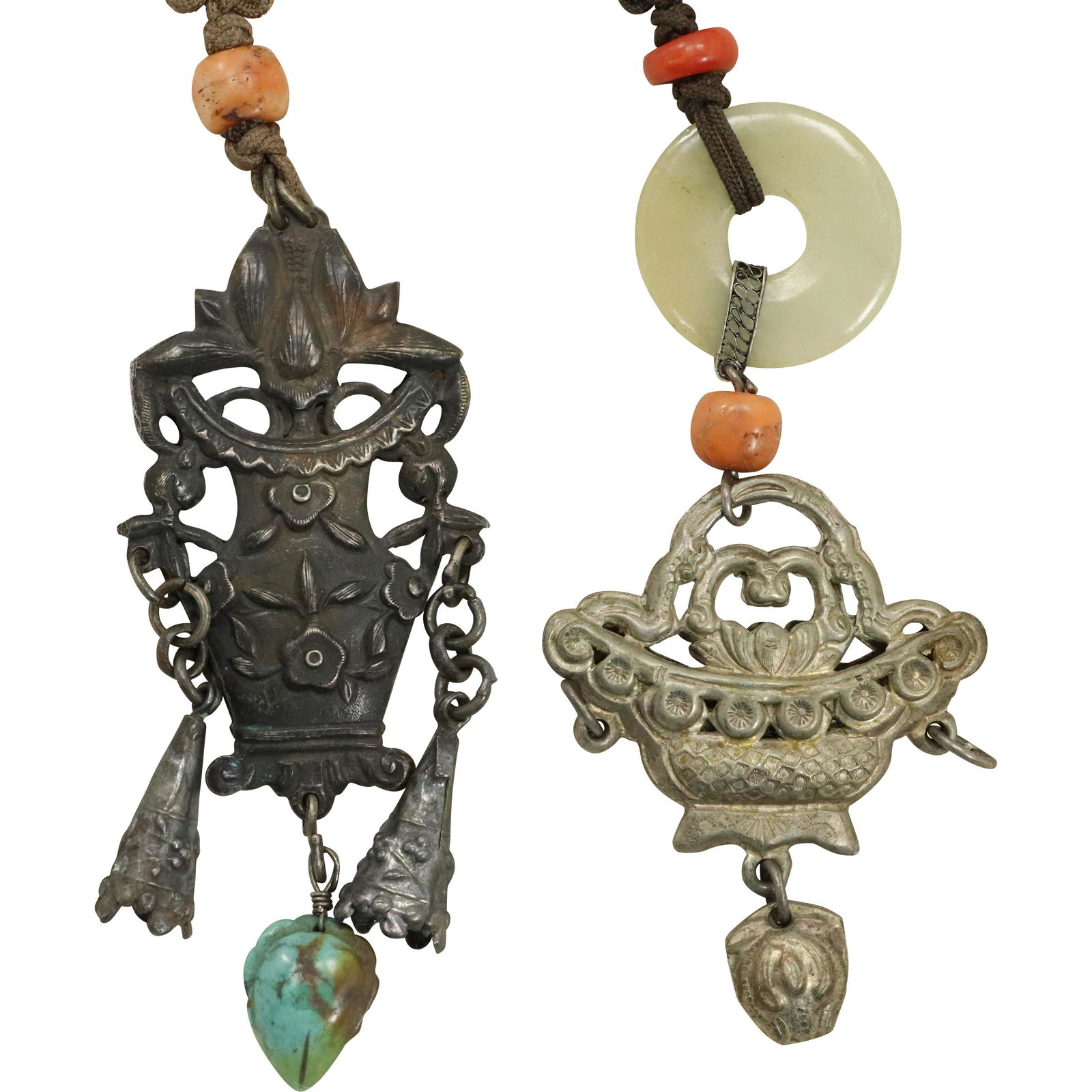 [2] Asian Silver and Jade Pendant Necklaces (1 of 6)