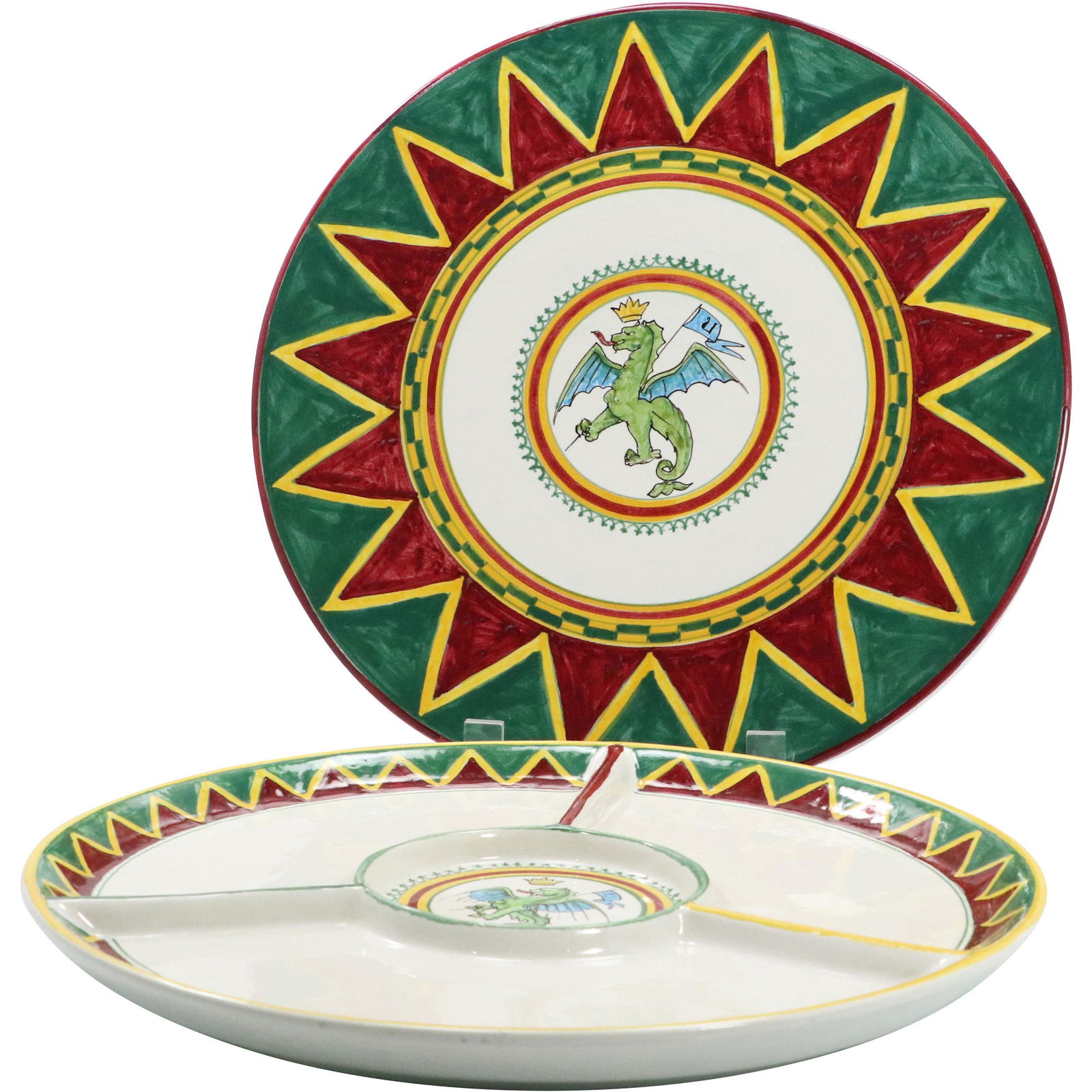 [2] Two Caber-Siena Italy Ceramic Dragon Plates (1 of 8)