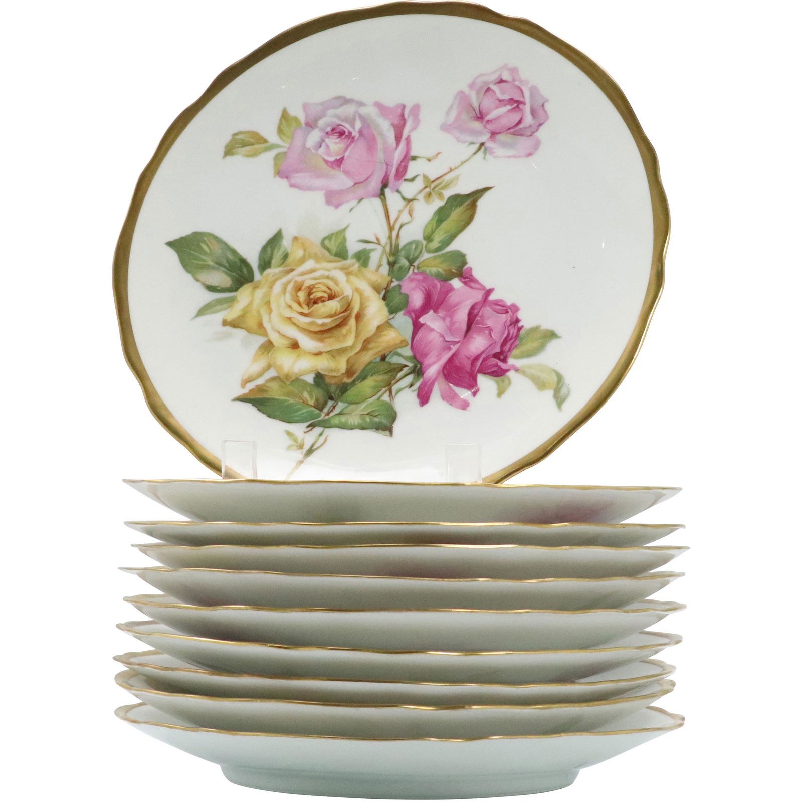 10 Porcelain Rose Plates GD&C Avenik Limoges France (1 of 7)