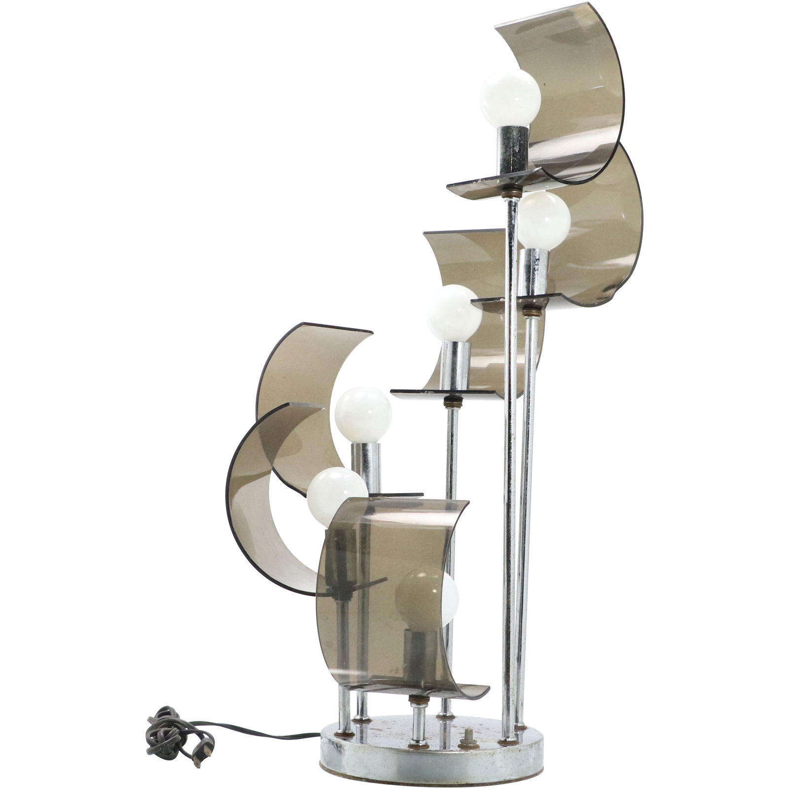Mid-Century Smoked Lucite and Chrome 6-Light Table Lamp (1 of 7)