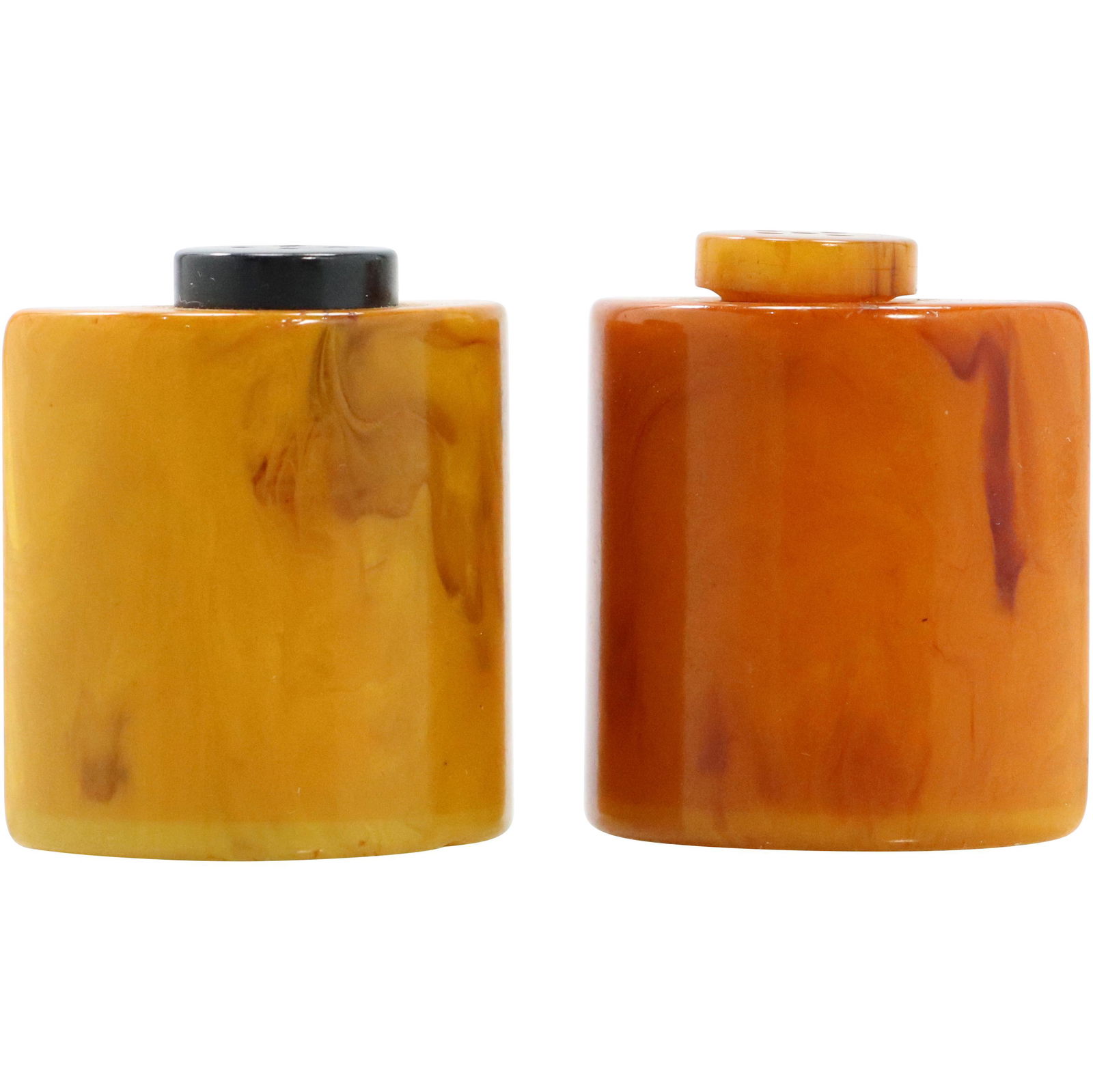 1920s Art Deco Orange Bakelite Salt & Pepper Shakers (1 of 4)