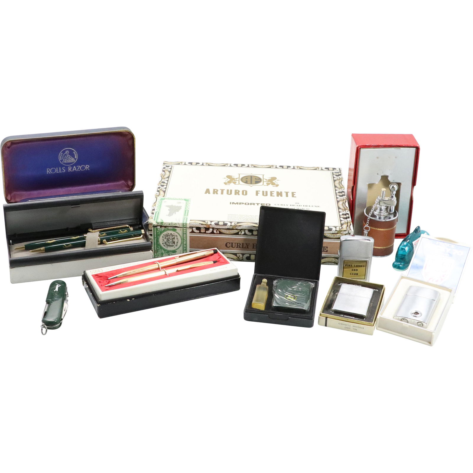 Man Lot: Lighters, Pens, Razor in Box, Knife - Vintage (1 of 8)