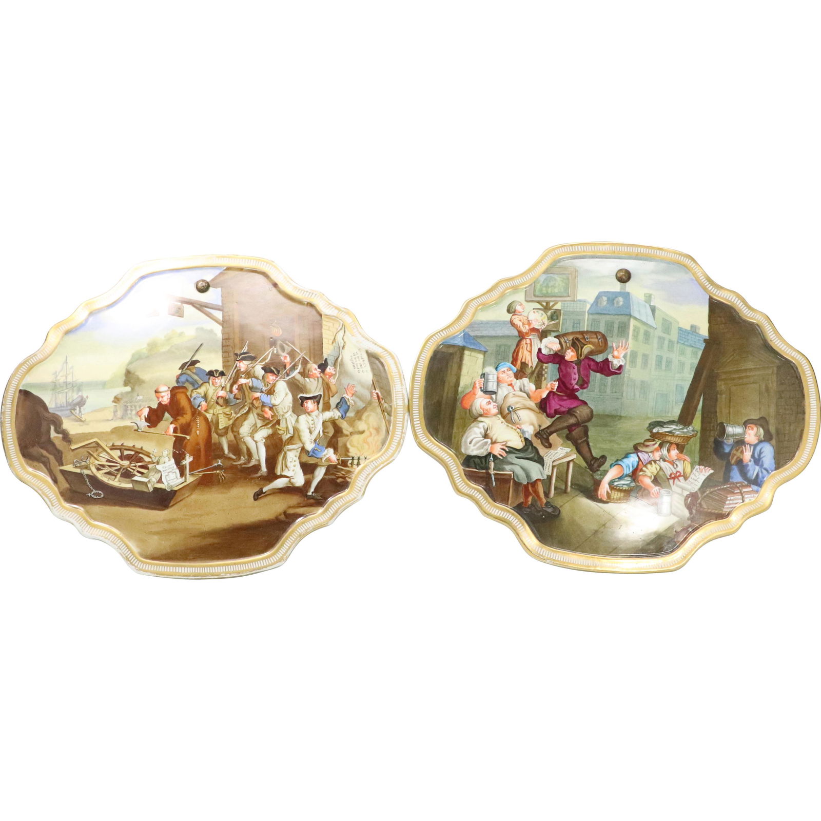 2 Hand Painted Scenic 19th C. Porcelain Wall Plaques (1 of 7)