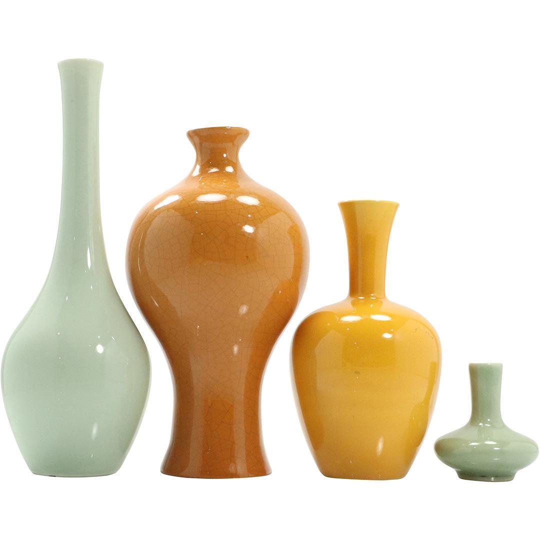 [4] Assorted Celadon Vases in Green and Orange (1 of 7)