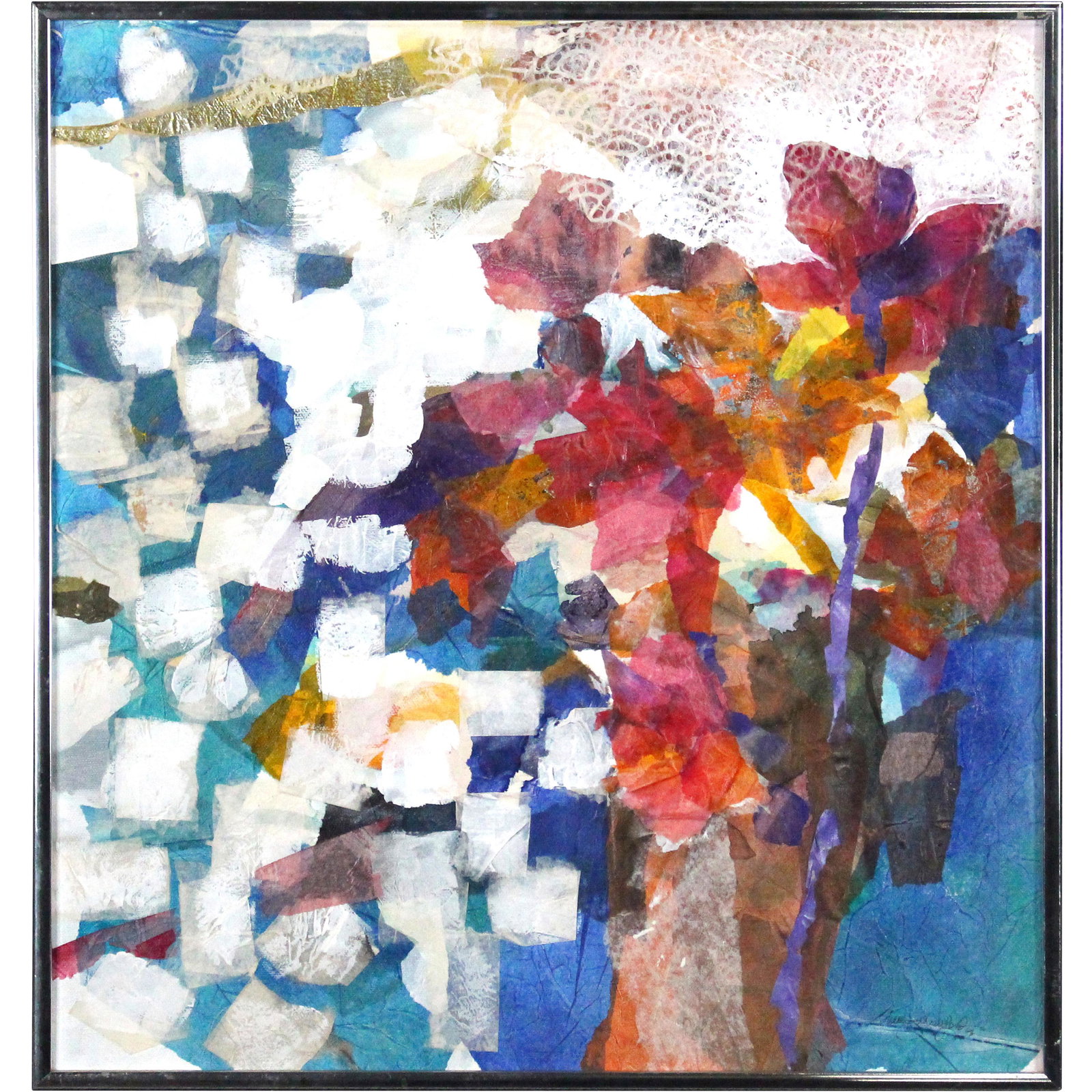 Shelley W Crawford, Laces & Squares Abstract Collage: Shelley W Crawford, Laces & Squares Abstract Collage in mixed media. Size: 18x17 image