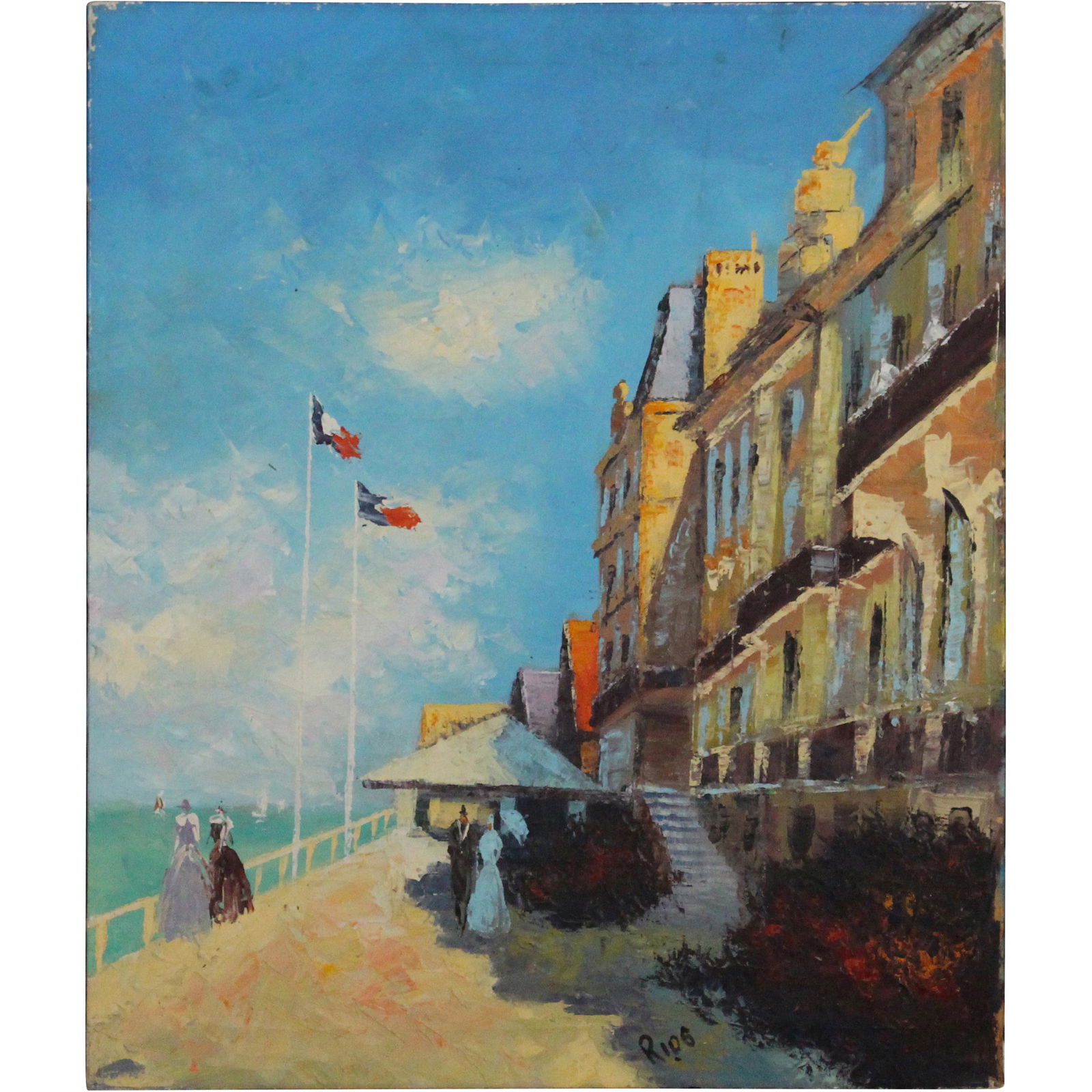Rios, Oil on Canvas Painting Italian Coastal Village (1 of 15)