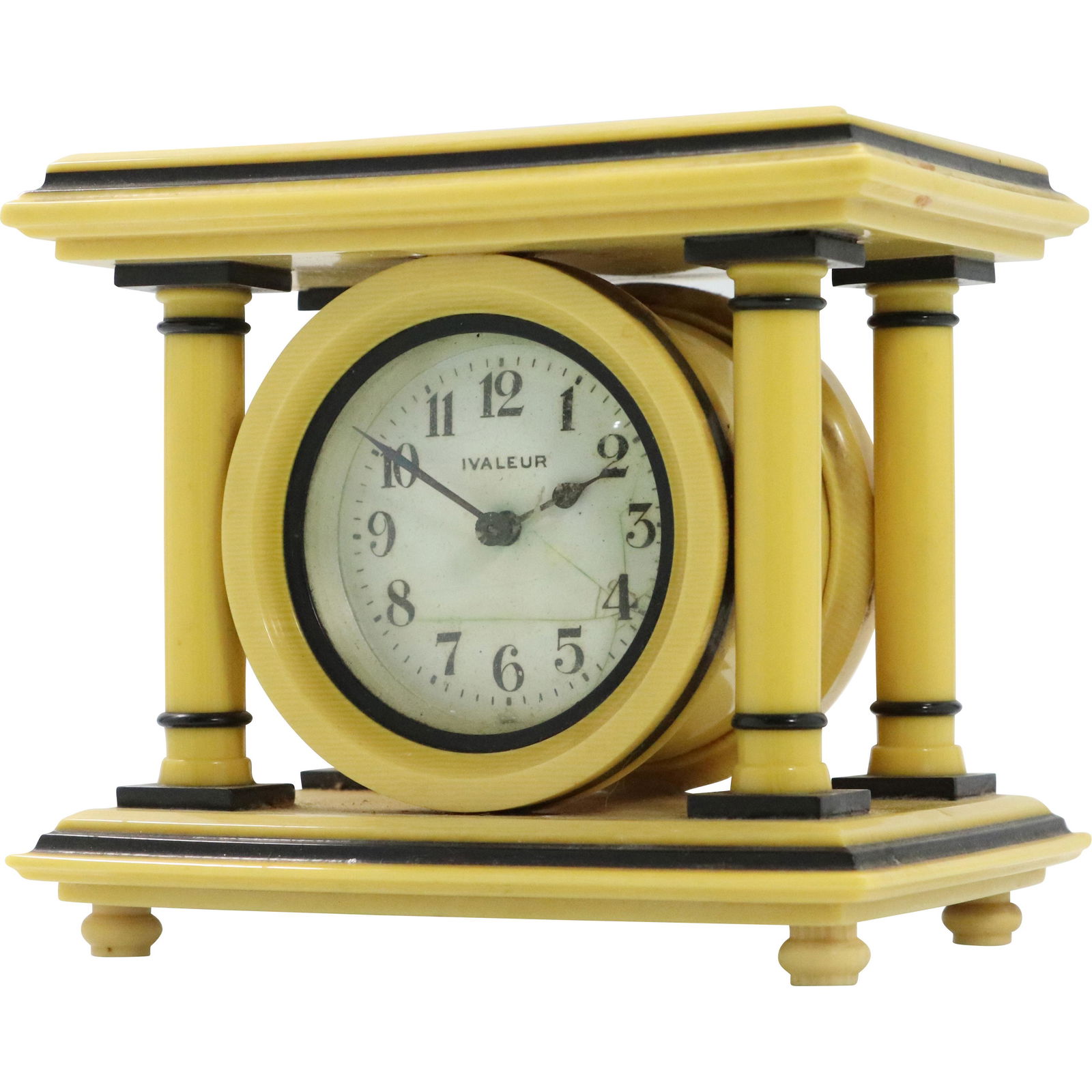 IVALEUR, Circa 1920s Celluloid Column Small Clock (1 of 6)