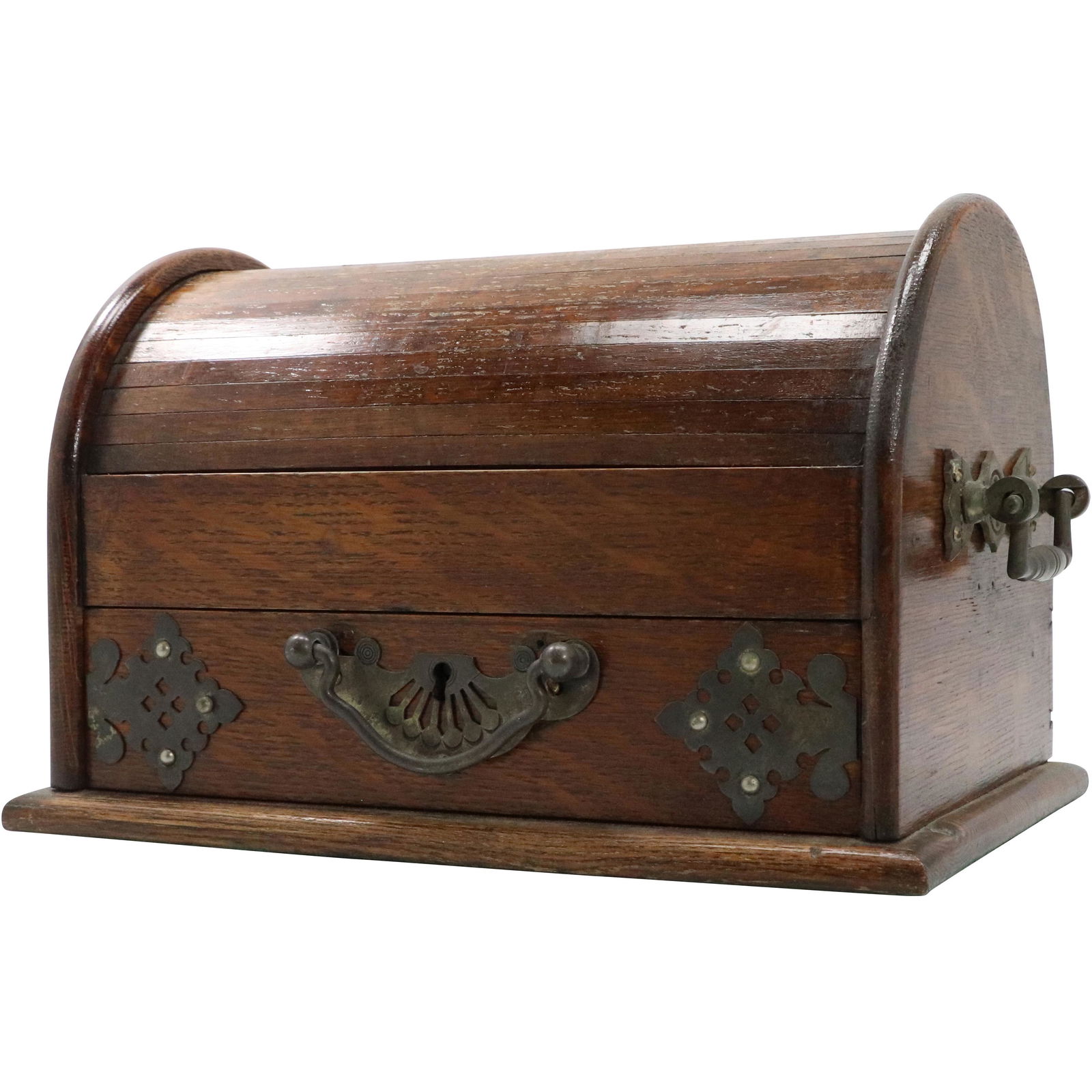 19th C Oak Roll Out Mechanical Traveling Desk Inkwell (1 of 7)