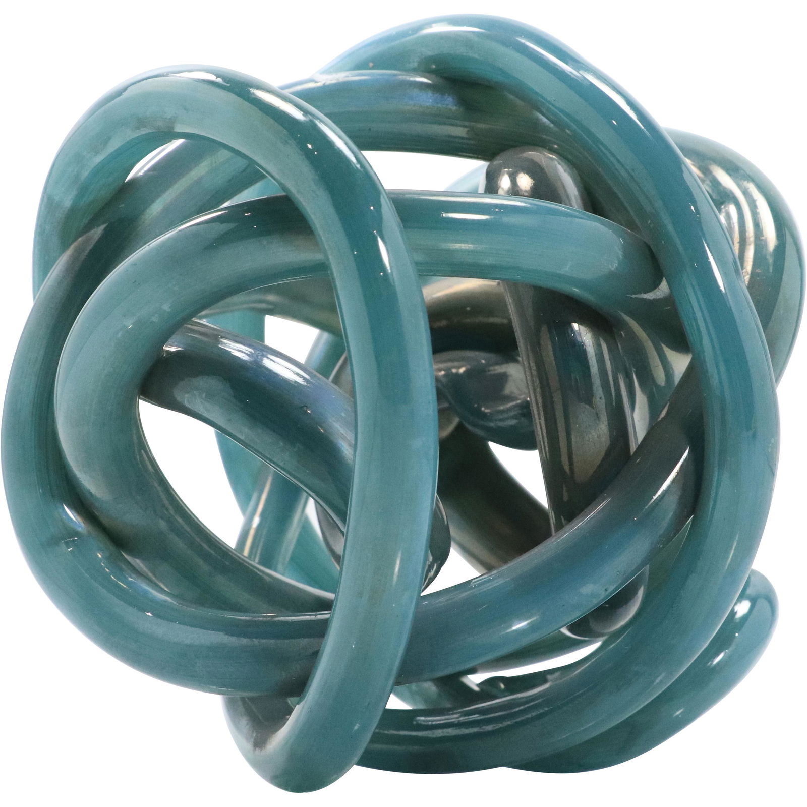 Modern Design Teal Blue Glass Knot Sculpture (1 of 5)