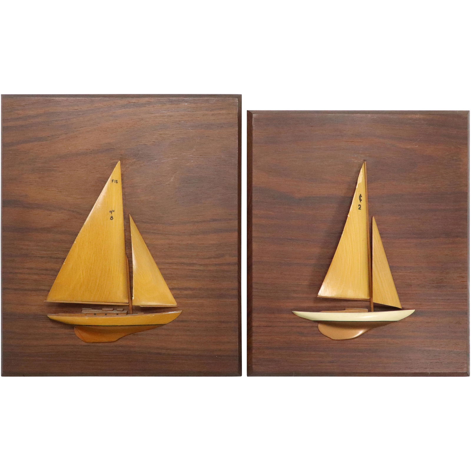 [2] Carved Wood Sailboat Wall Plaques Signed Kirk Ames (1 of 8)
