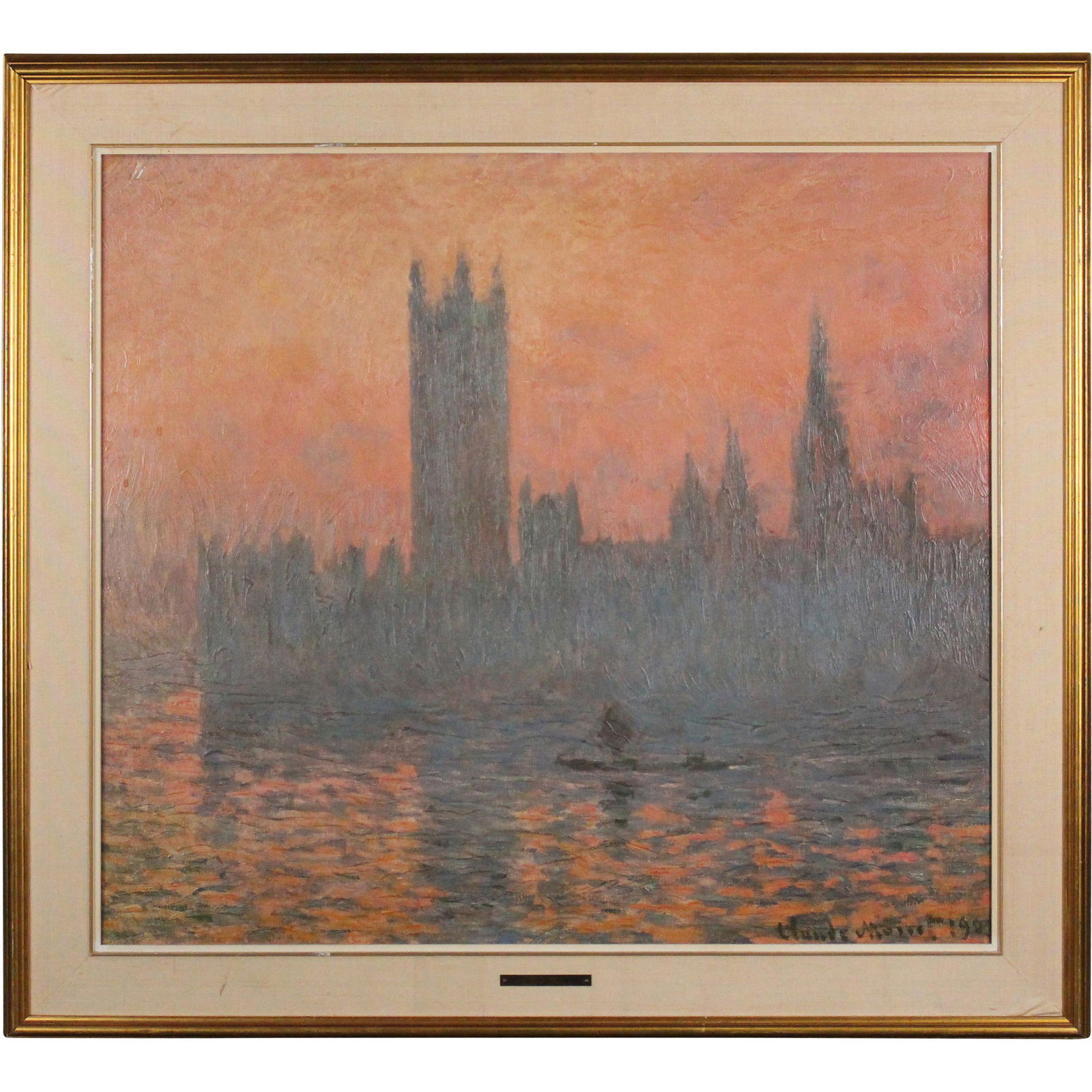 Claude Monet, Giclee On Canvas, Framed, Brass Tag: Claude Monet, Giclee On Canvas, Framed, Brass Tag. Size: 27.25 x 30 , outside of frame: 33 x 36