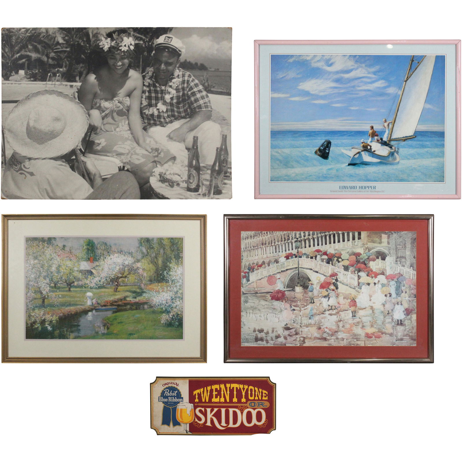 4 Assorted Large Framed Prints & 1 Wood Beer Sign (1 of 16)