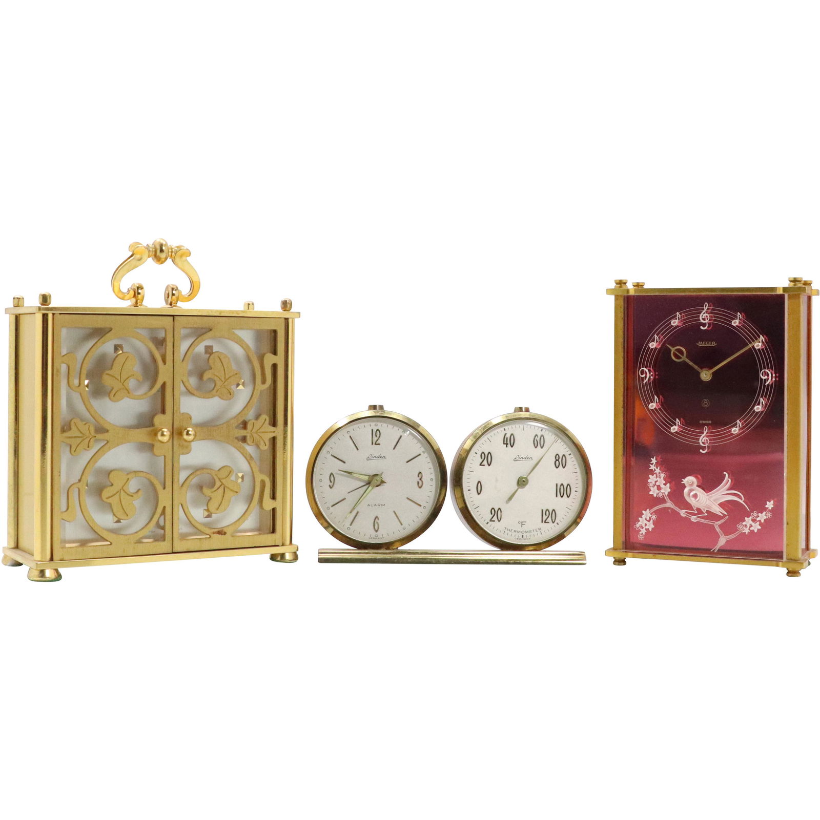 3 Assorted Mid-Century Clocks Jaeger, Linden, Bucherer (1 of 14)