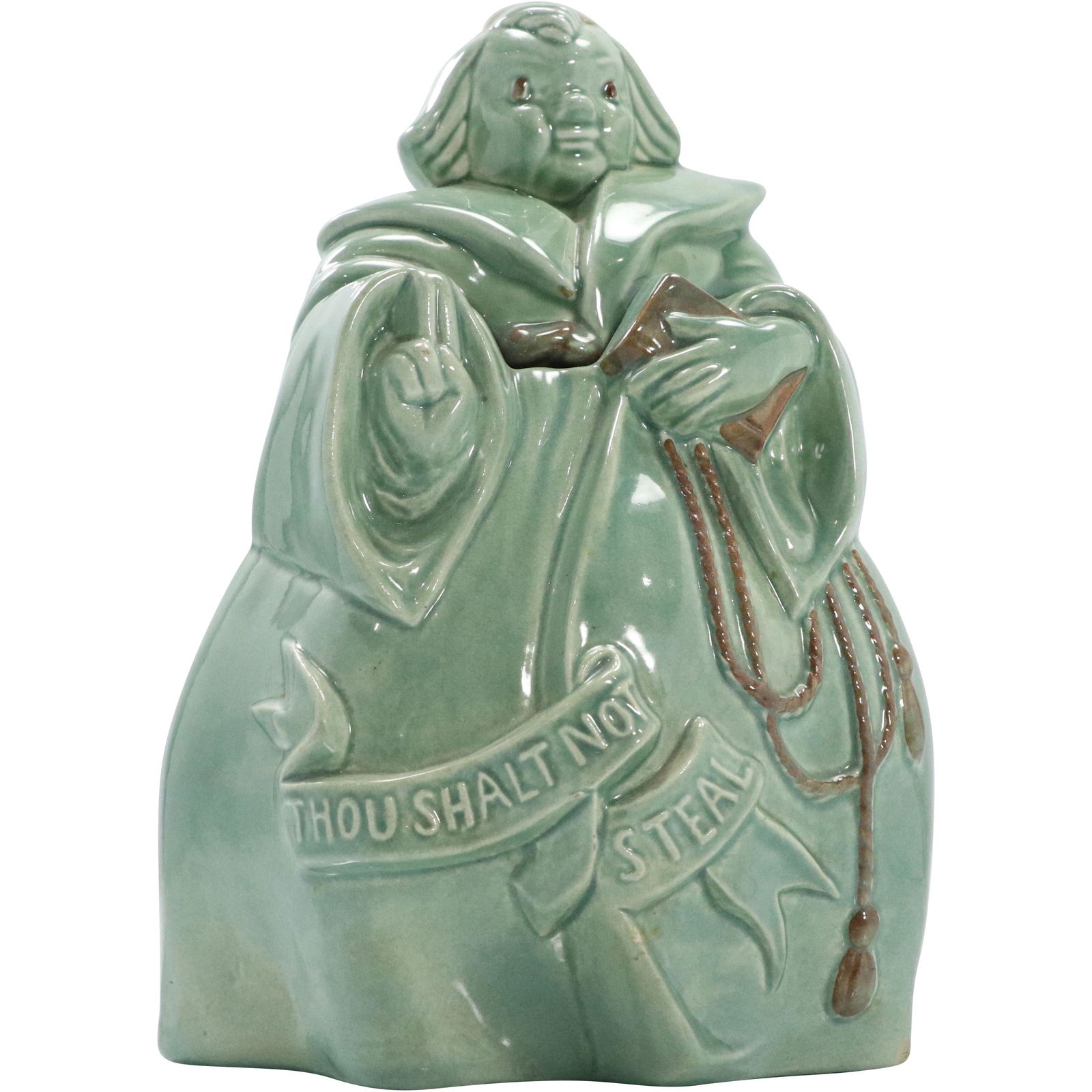 RED WING Pottery Monk Cookie Jar "Thou Shall Not Steal" (1 of 9)