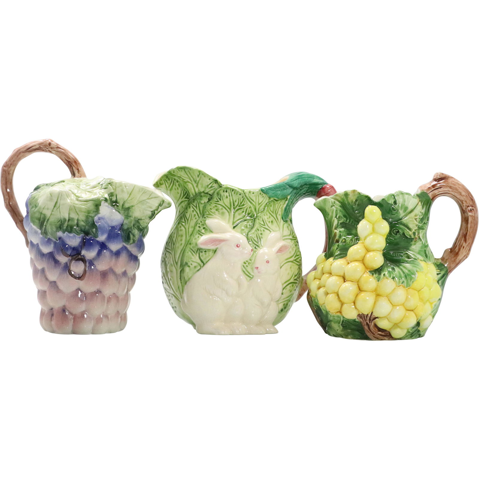 2 Ceramic Grapes Pitchers and Bunny Cabbage Pitcher (1 of 12)