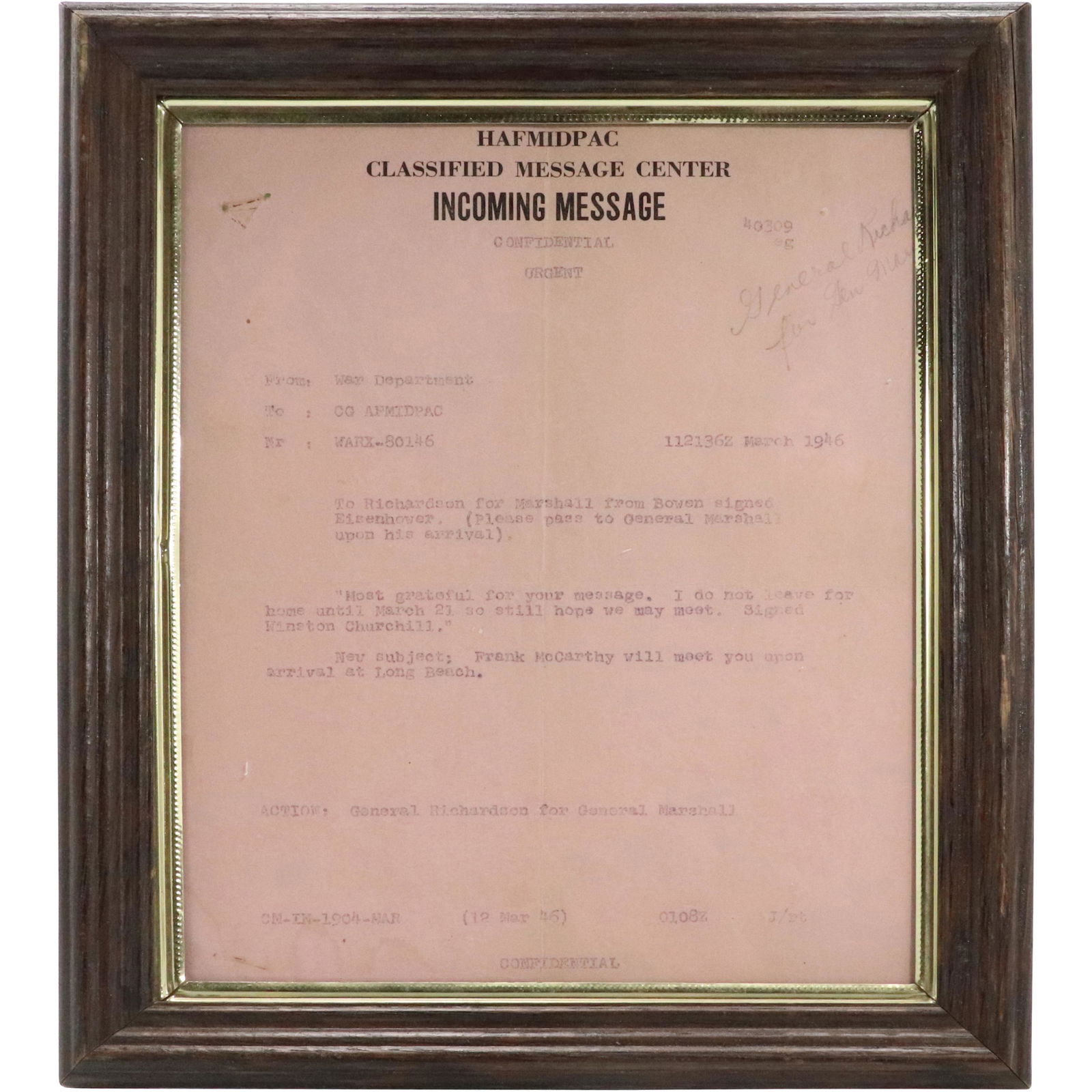 1946 War Department Telegram Classified General Marshal (1 of 8)