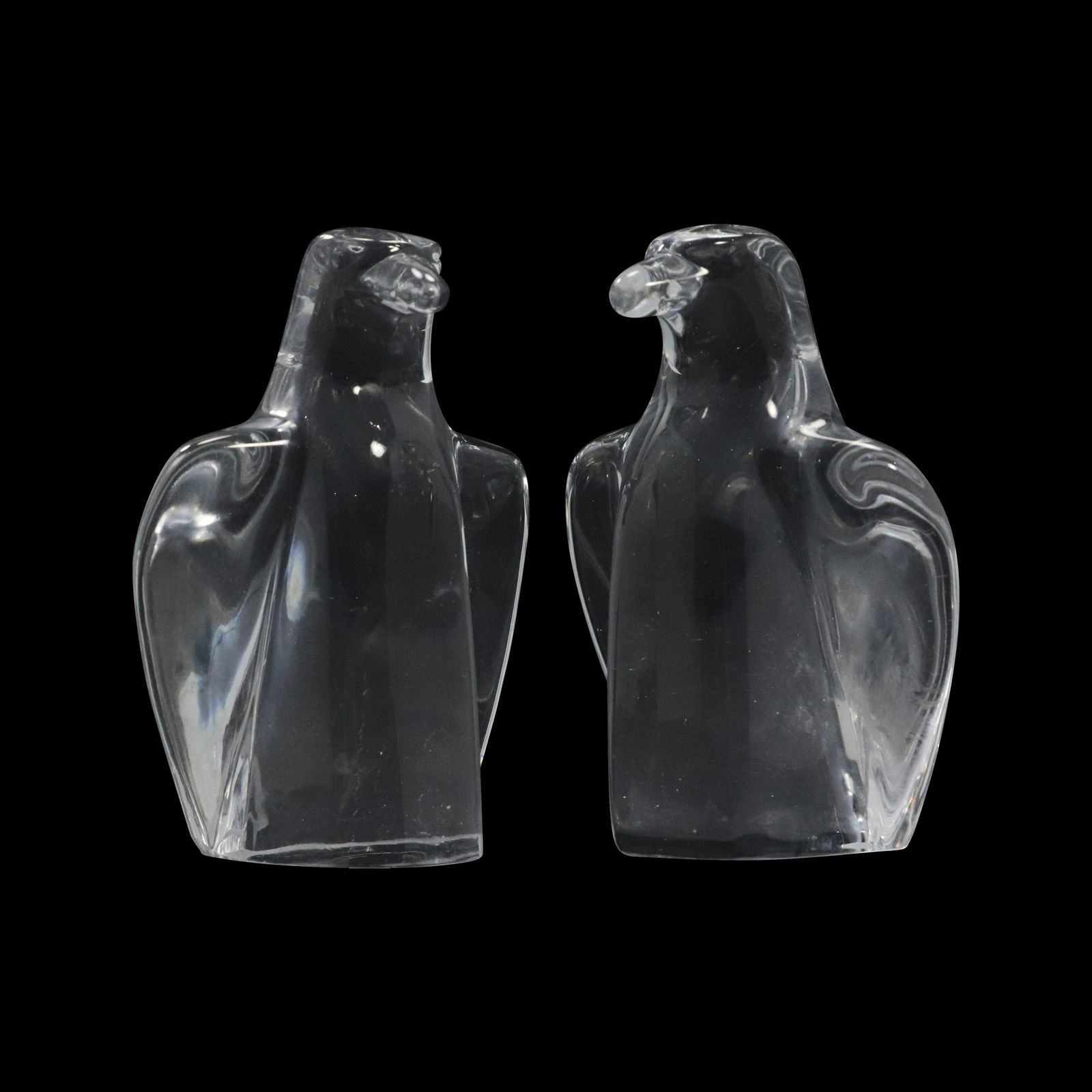 Pair Crystal Glass Eagle Bookends Sculptures (1 of 5)