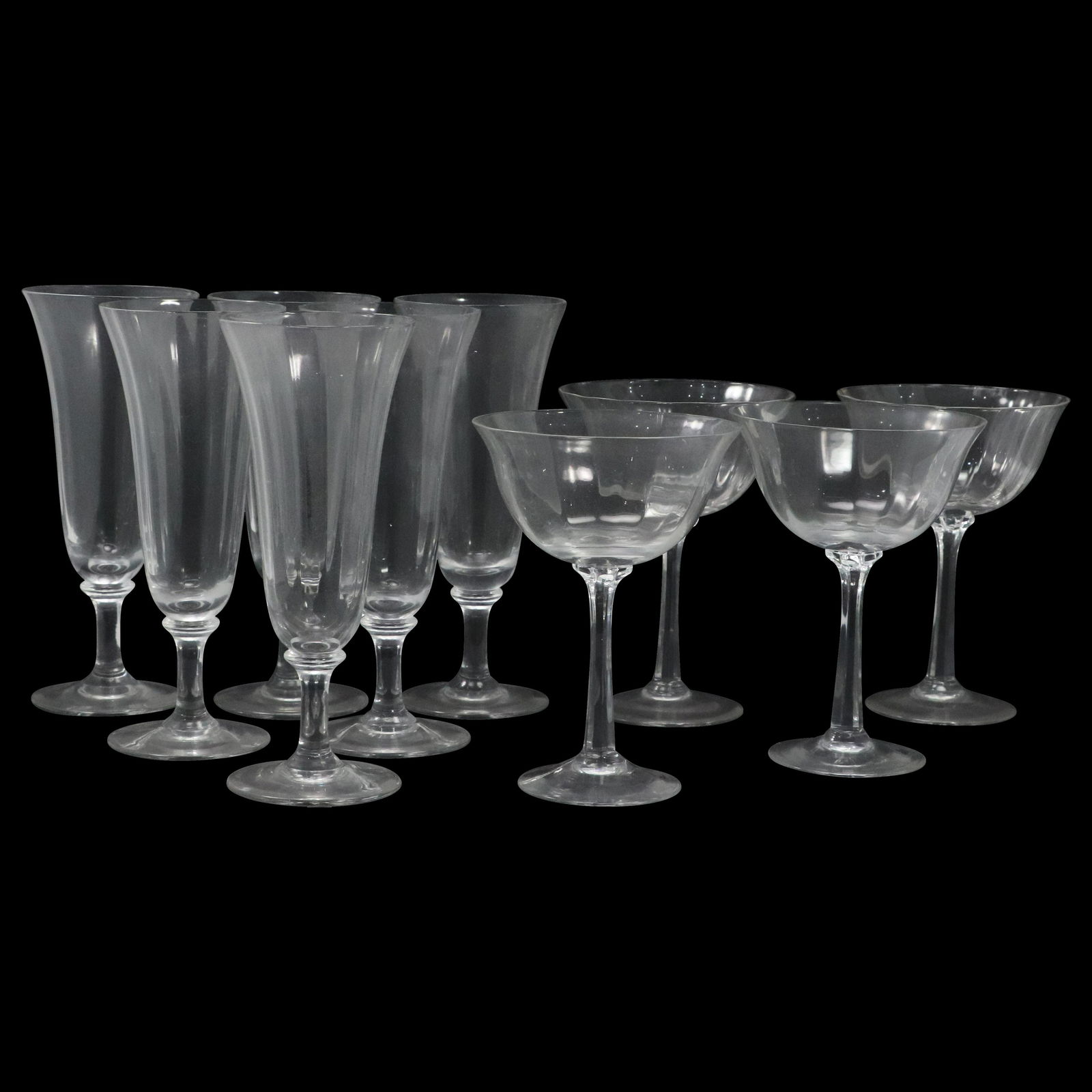 10 Pcs. Crystal Glass Flutes and Stems in 2 Sizes (1 of 8)
