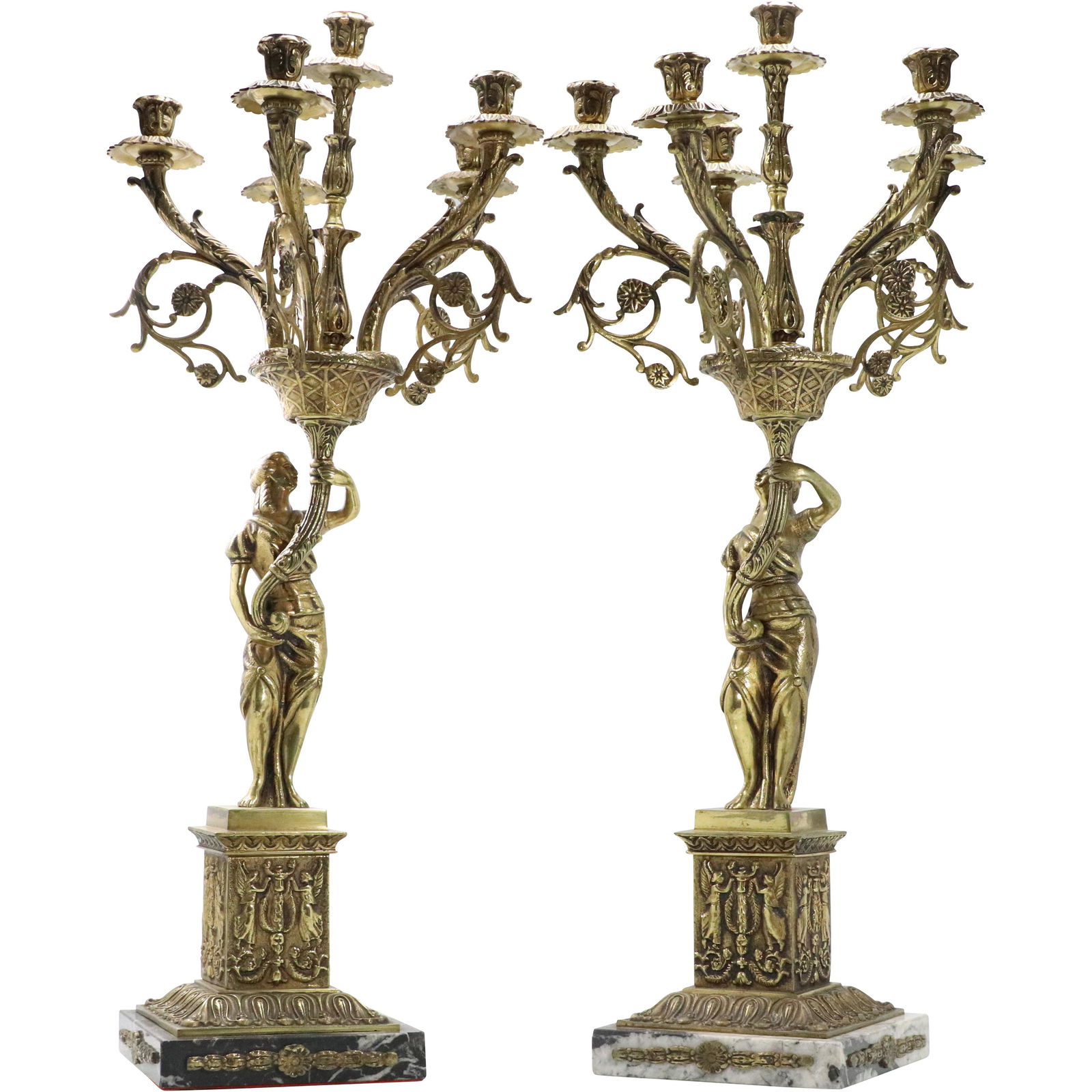 Pair French Empire Style Large Figure Candelabrums (1 of 11)
